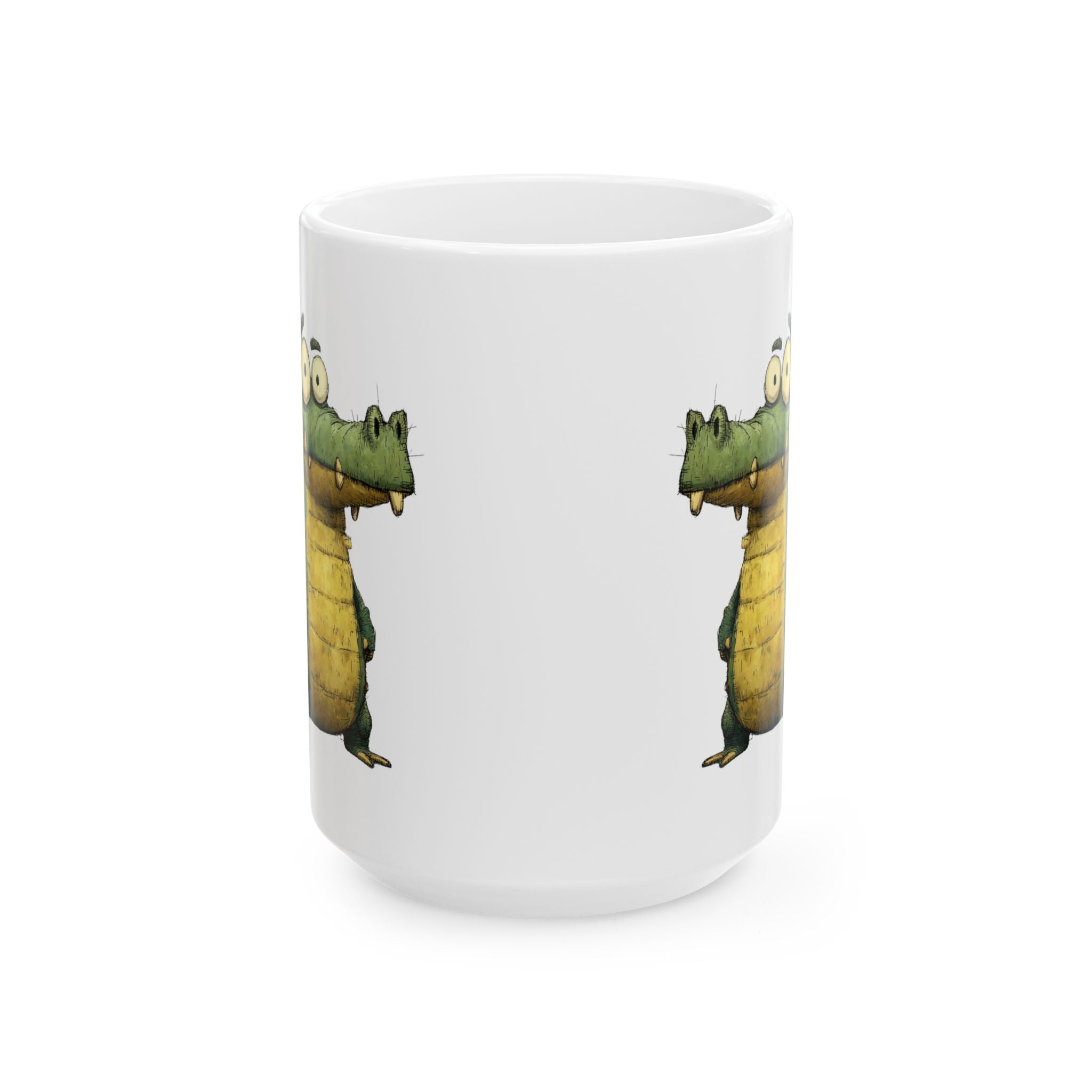 Fun Crocodile Ceramic Mug for Coffee Lovers, Cute Animal Mug, Office Mug, Gift for Kids, Yellow Croc Design