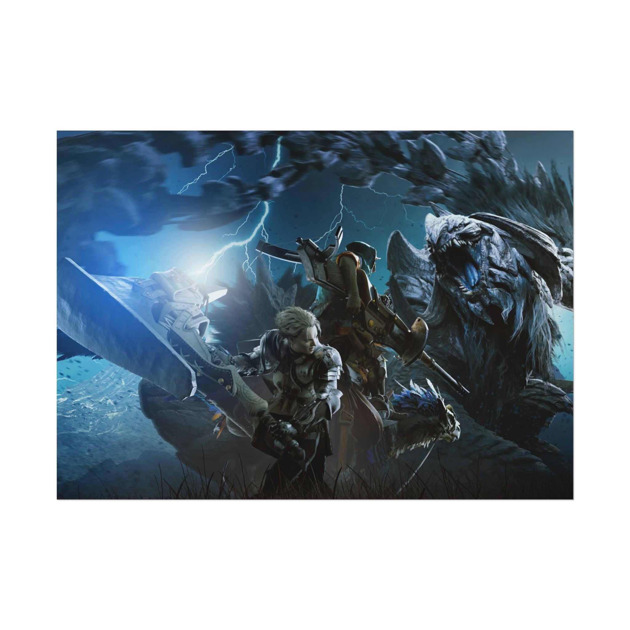 monster-hunter-poster-wall-art-matte-print-home-decor-gaming-poster-art-gamer-gift-video-game-art-hunter-fan