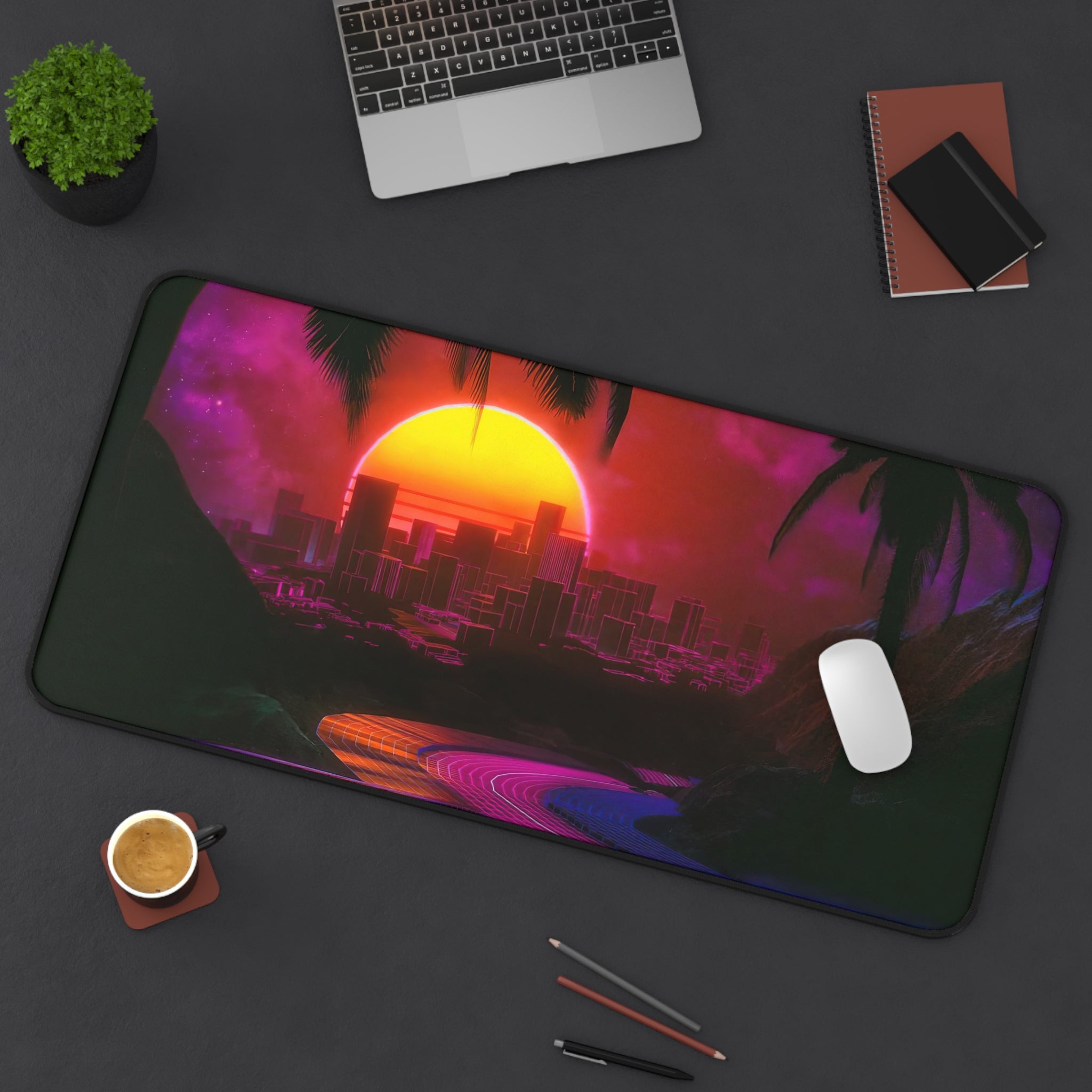 vibrant-vaporwave-los-angeles-mouse-pad-retrowave-delorean-desk-mat-neon-synthwave-desk-pad-vaporwave-sun-and-mountains-vapor