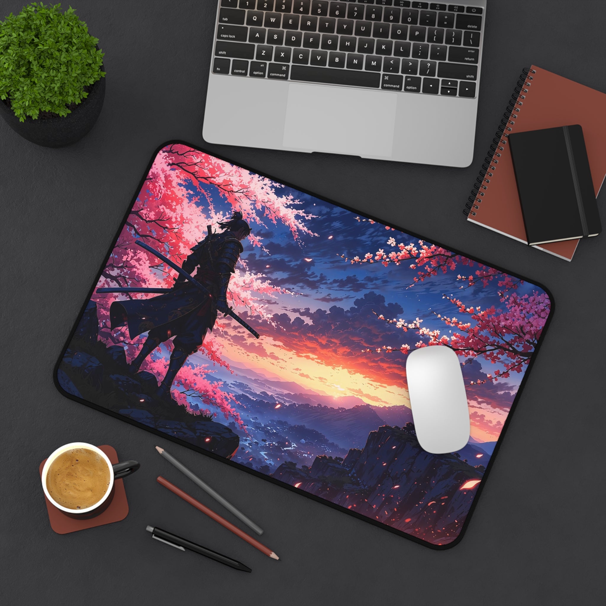 fantasy-samurai-warrior-mouse-pad-japanese-katana-samurai-warrior-desk-mat-japanese-anime-samurai-desk-pad-cherry-blossom