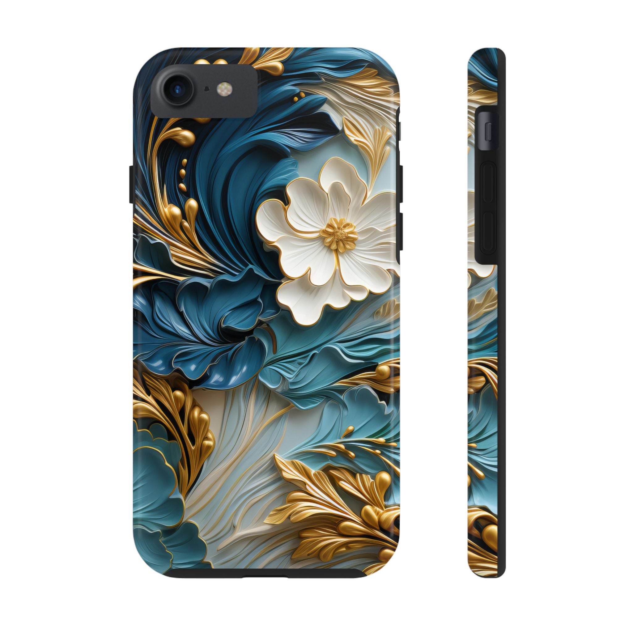 textured-art-nouveau-floral-tough-phone-case-cottagecore-iphone-case-unique-floral-phone-cover-vintage-style-iphone-case-prot