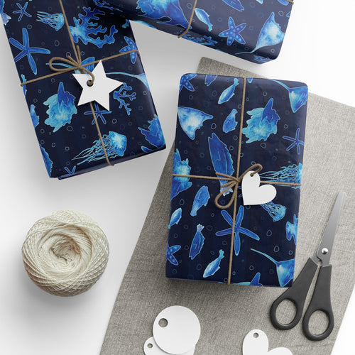 ocean-blue-wrapping-papers-sea-fish-medusa-watercolor-gift-wrap-underwater-theme-party-supplies-gift-wrapping-sheets-nautical