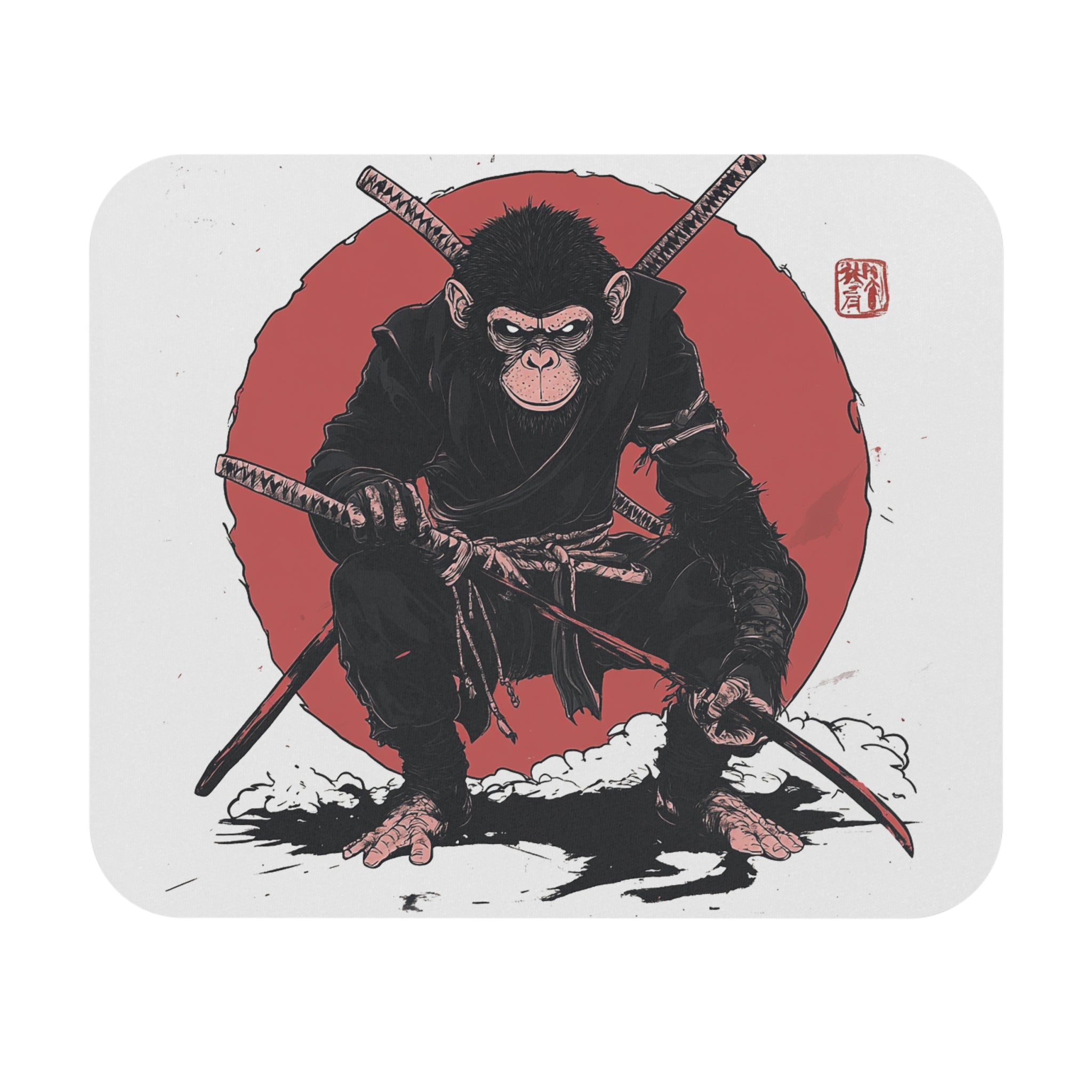ninja-monkey-mouse-pad-japanese-samurai-design-ninja-warrior-small-mouse-pad