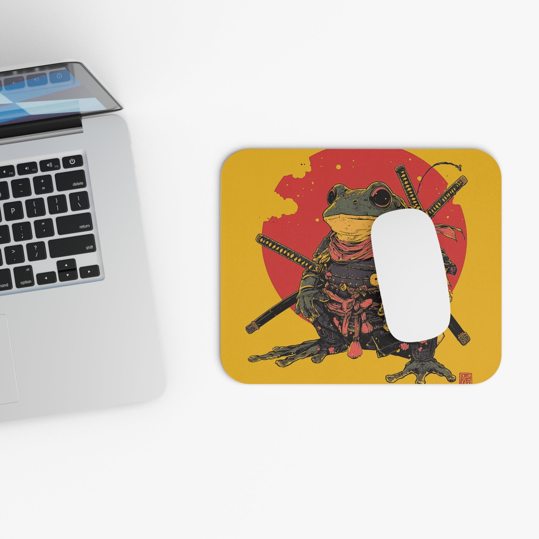 retro-vintage-ninja-frog-mouse-pad-red-sun-japanese-samurai-frog-design-ninja-warrior-yellow-small-mouse-pad