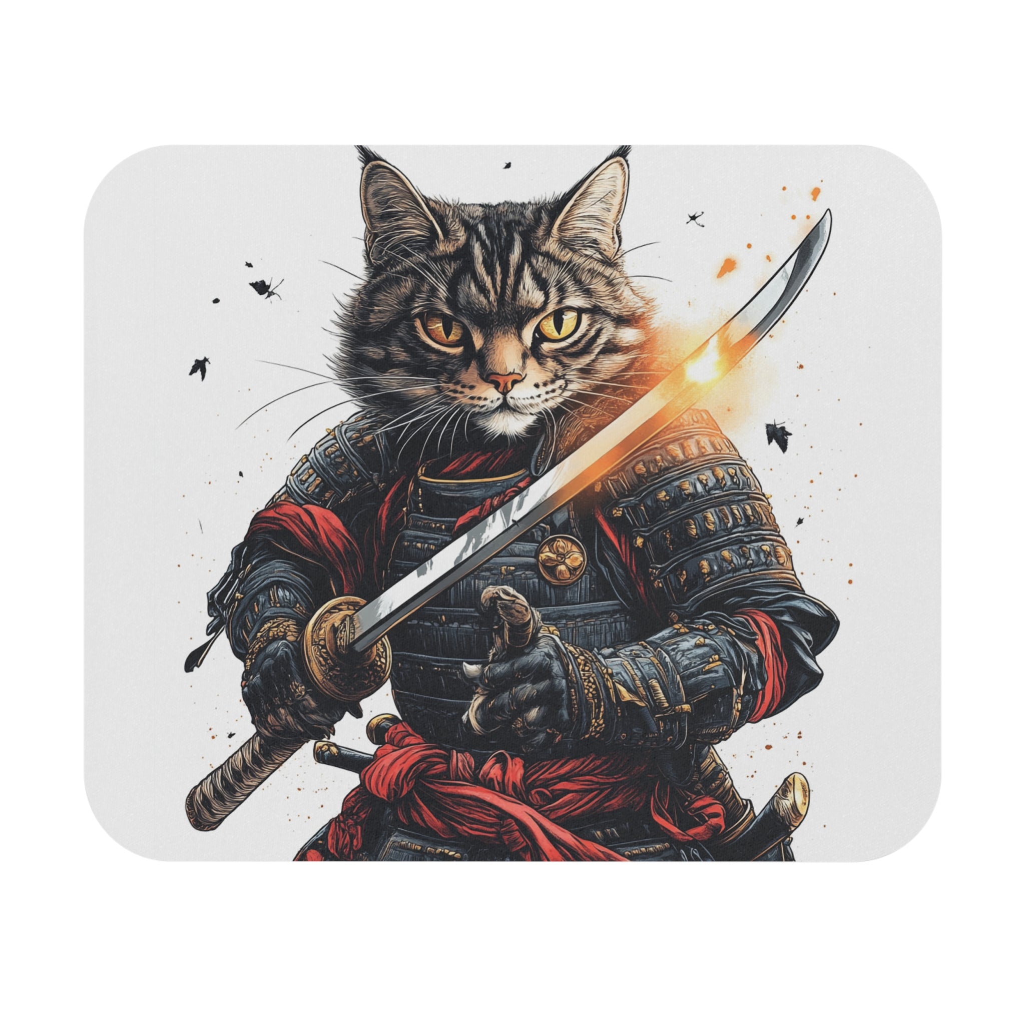 retro-vintage-ninja-cat-mouse-pad-japanese-samurai-cat-with-katana-design-ninja-warrior-white-small-mouse-pad