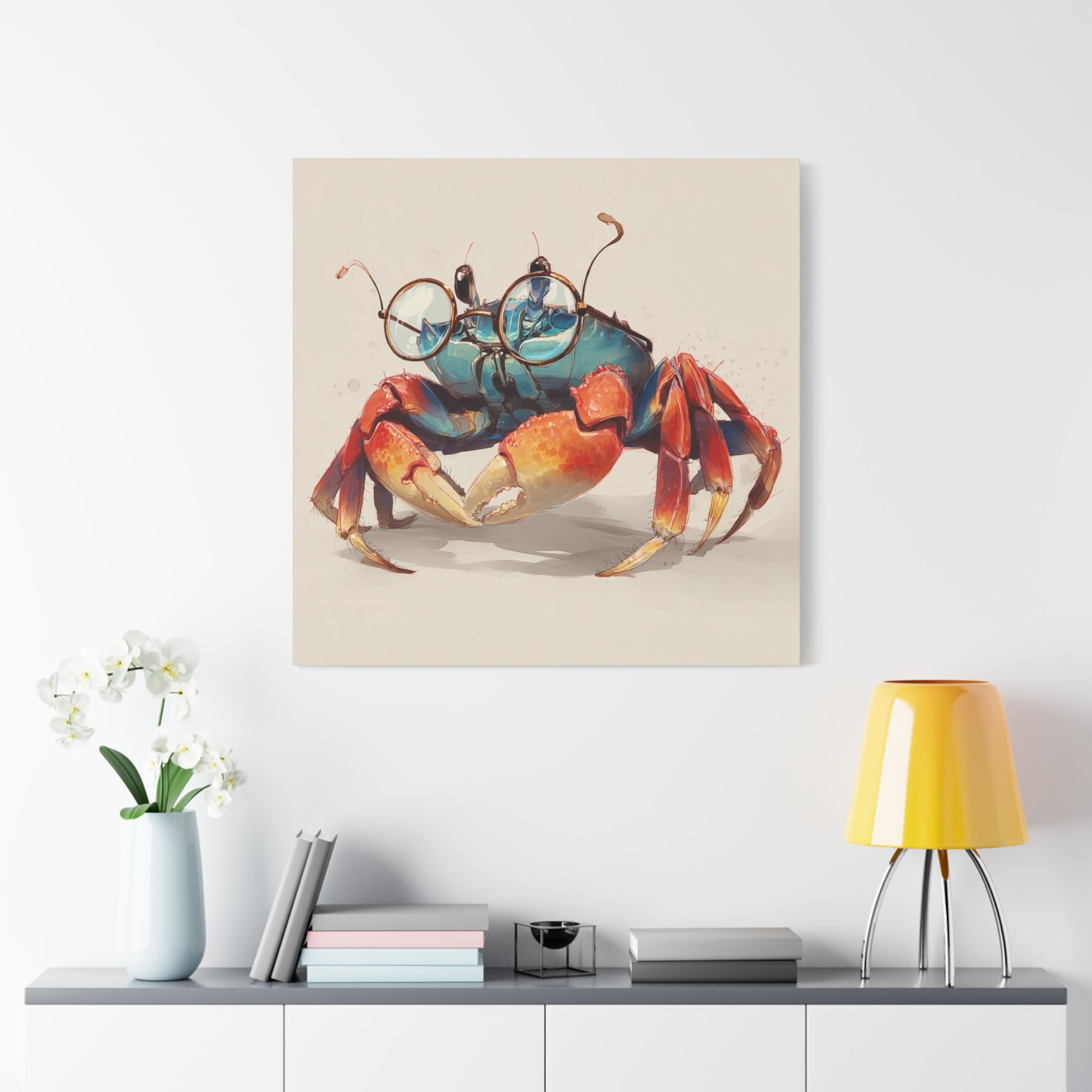 whimsical-geek-crab-art-canvas-quirky-home-decor-for-beach-lovers-canvas-wall-art