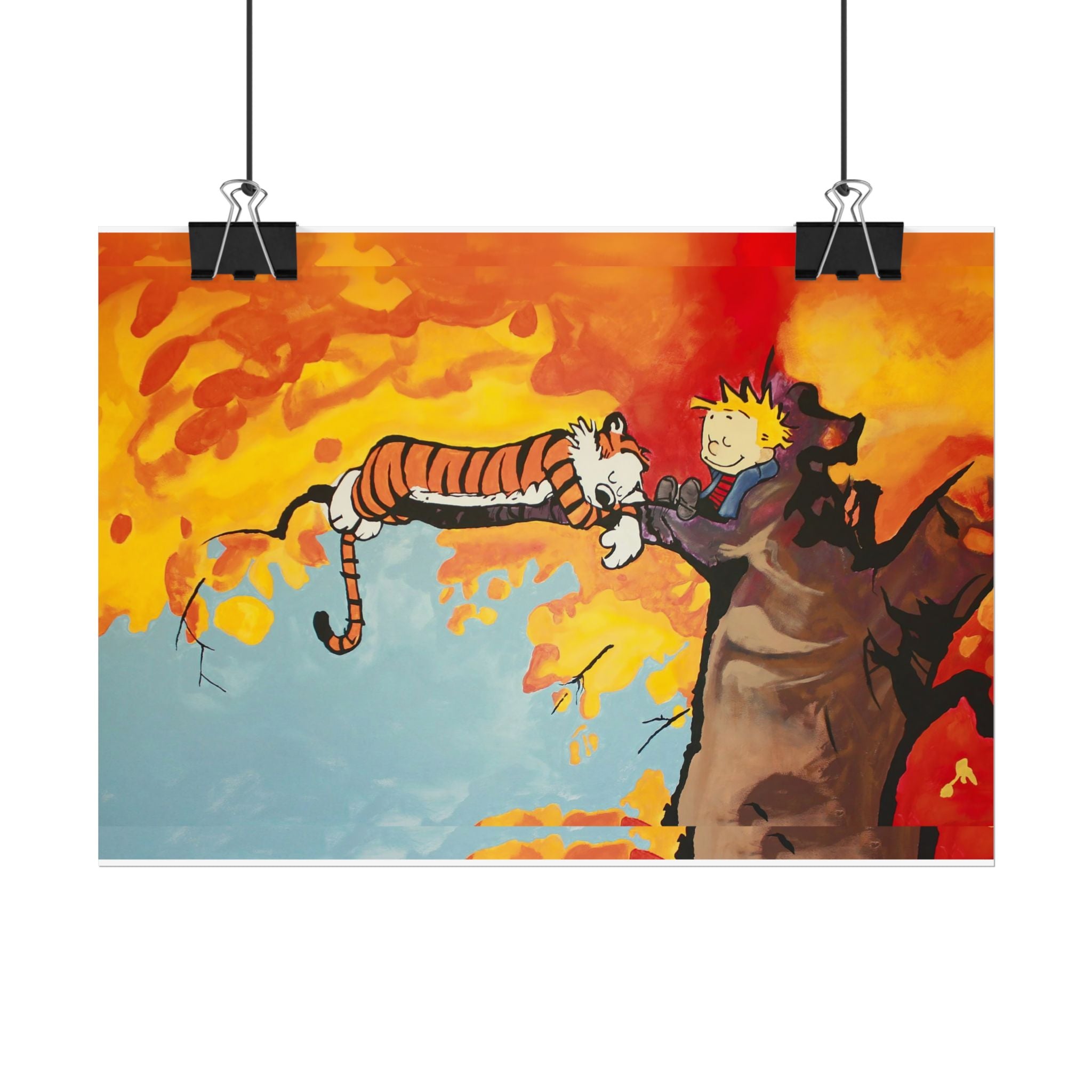 Calvin and Hobbes Art Poster - Nostalgic Cartoon Wall Decor - Unique Birthday Gift for Fans - Timeless Comic Book Design