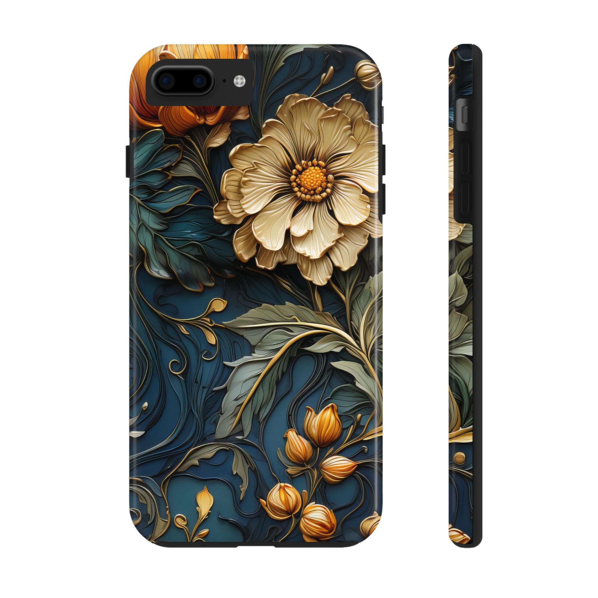 textured-art-nouveau-floral-tough-phone-case-cottagecore-iphone-case-unique-floral-phone-cover-vintage-style-iphone-case-prot