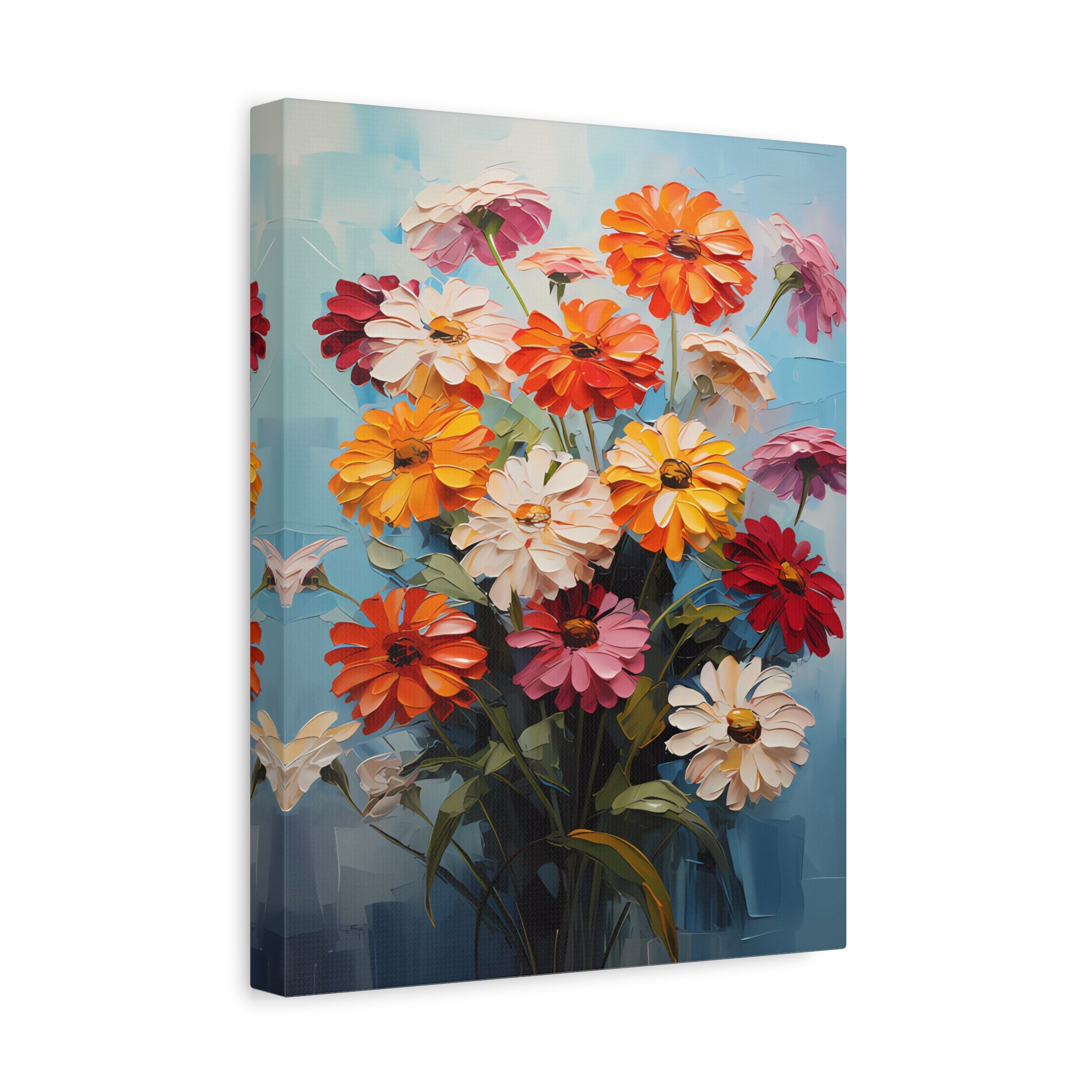 canvas-print-zinnia-flowers-impasto-matte-stretched-art-floral-wall-decor-botanical-artwork-impressionist-painting-reproducti