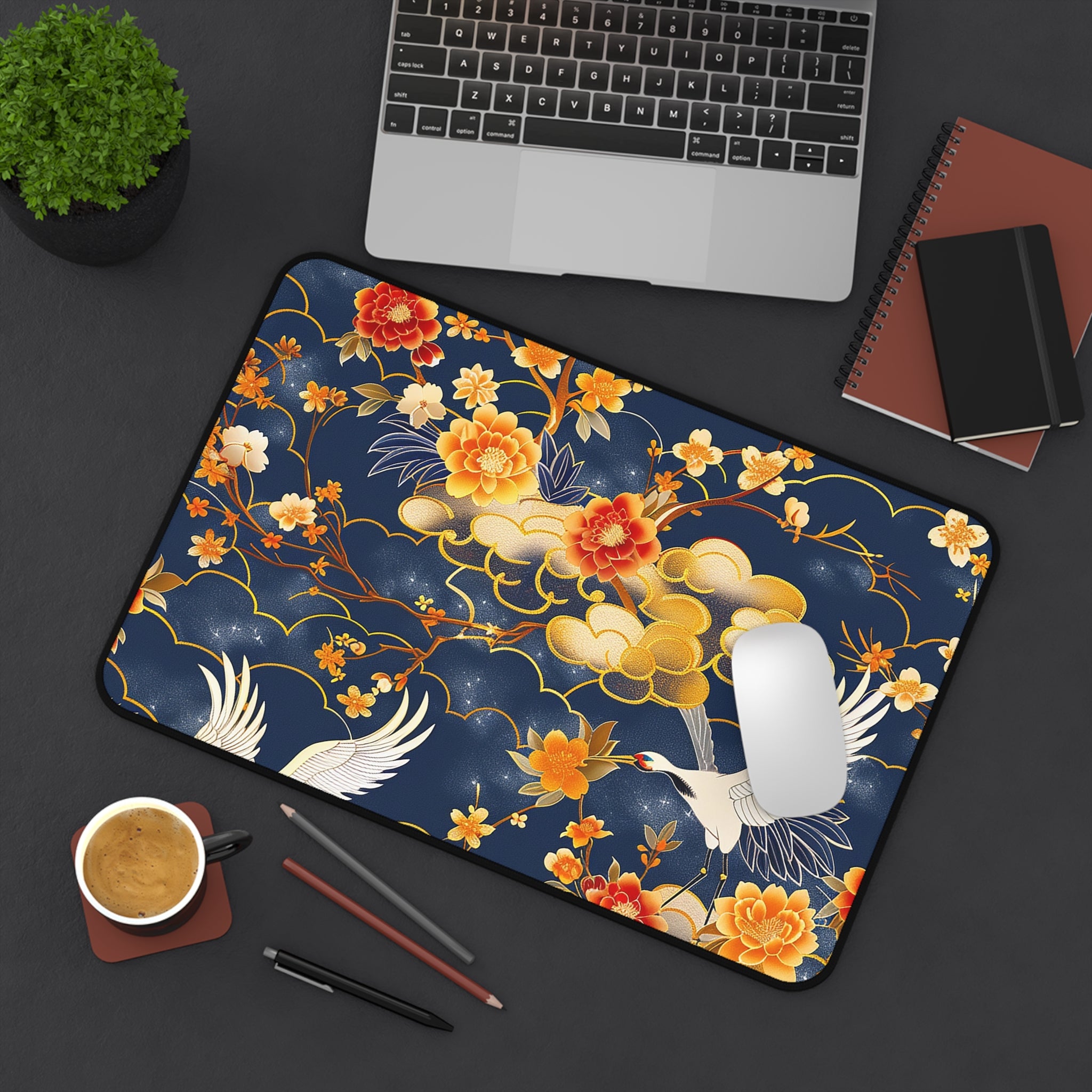 japanese-cranes-art-desk-mat-mousepad-desk-pad-for-home-office-golden-asian-crane-design-gift-for-bird-lovers-office-decor-wo