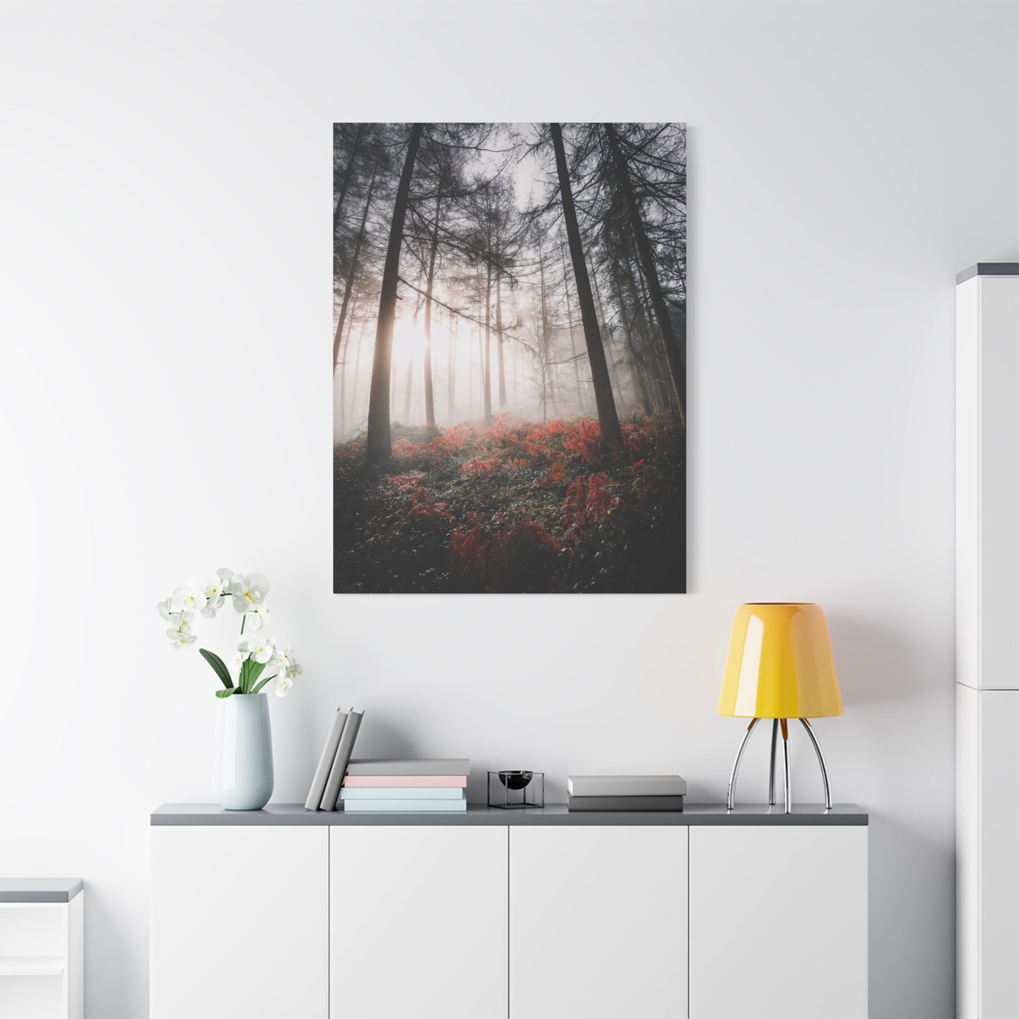 canvas-print-misty-woods-art-living-room-wall-decor-sunlight-forest-landscape-aesthetic-nature-art-stretched-artwork-matte-ca