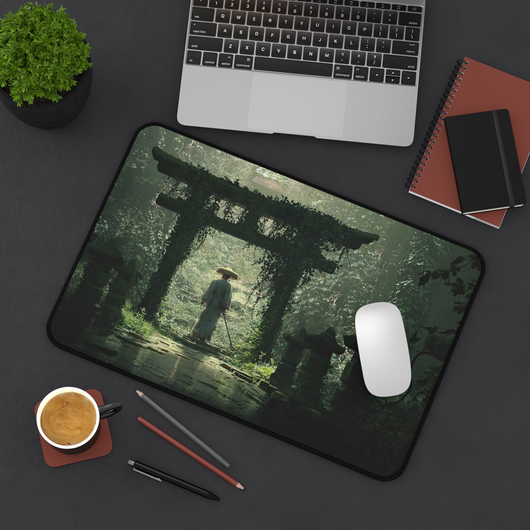 japanese-tori-gate-mouse-pad-japanese-samurai-katana-samurai-warrior-with-armor-desk-mat-japanese-anime-samurai-desk-pad