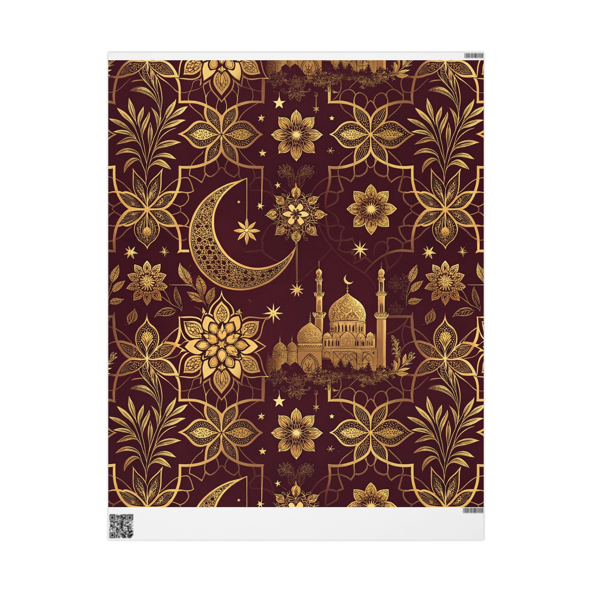 ramadan-night-wrapping-papers-islamic-crescent-moon-gift-wrap-mosque-silhouette-eid-holiday-supplies-festive-present-packagin