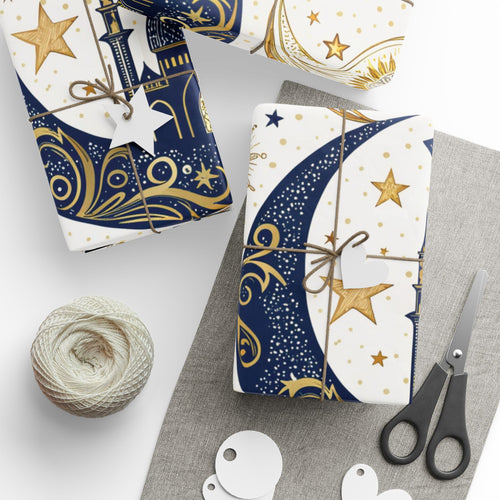 ramadan-night-wrapping-papers-islamic-crescent-moon-gift-wrap-mosque-silhouette-eid-holiday-supplies-festive-present-packagin