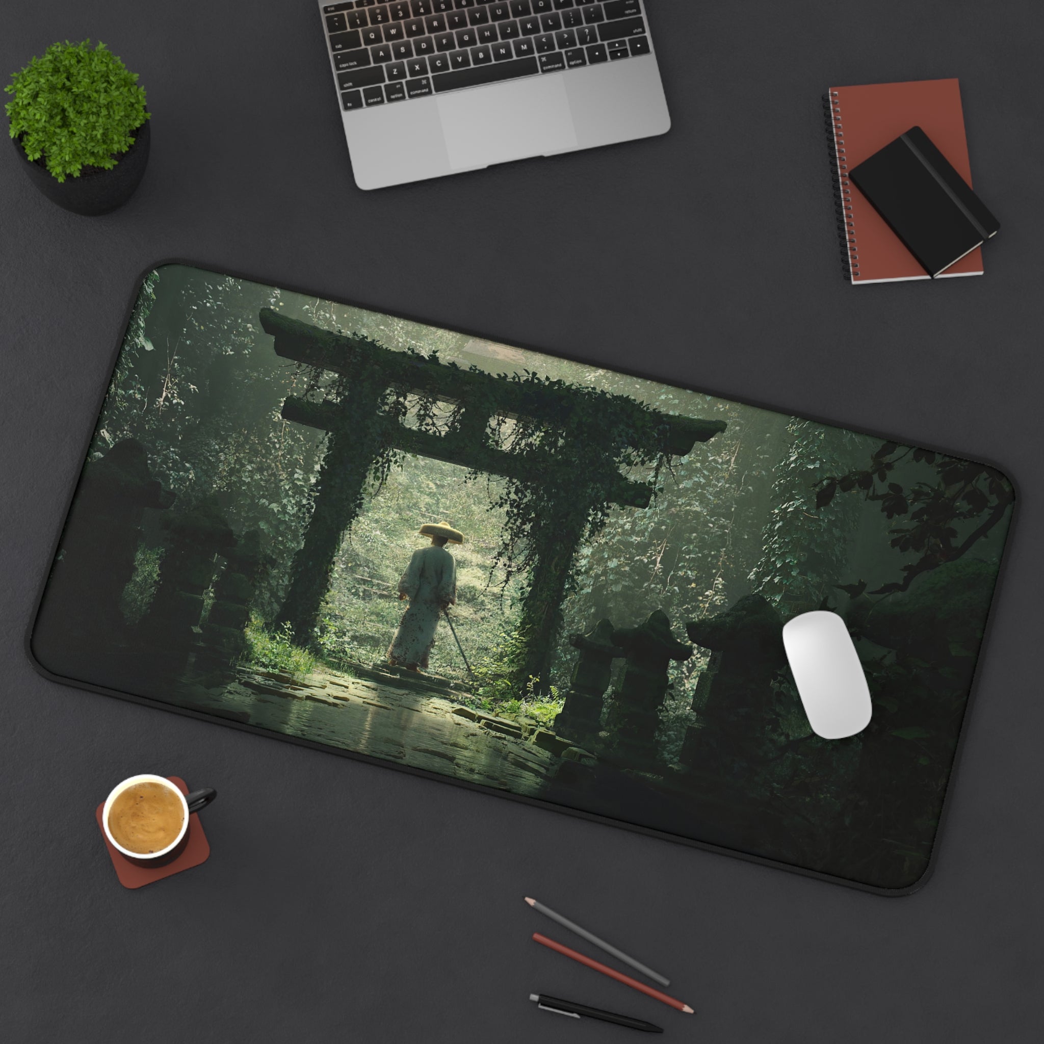 japanese-tori-gate-mouse-pad-japanese-samurai-katana-samurai-warrior-with-armor-desk-mat-japanese-anime-samurai-desk-pad