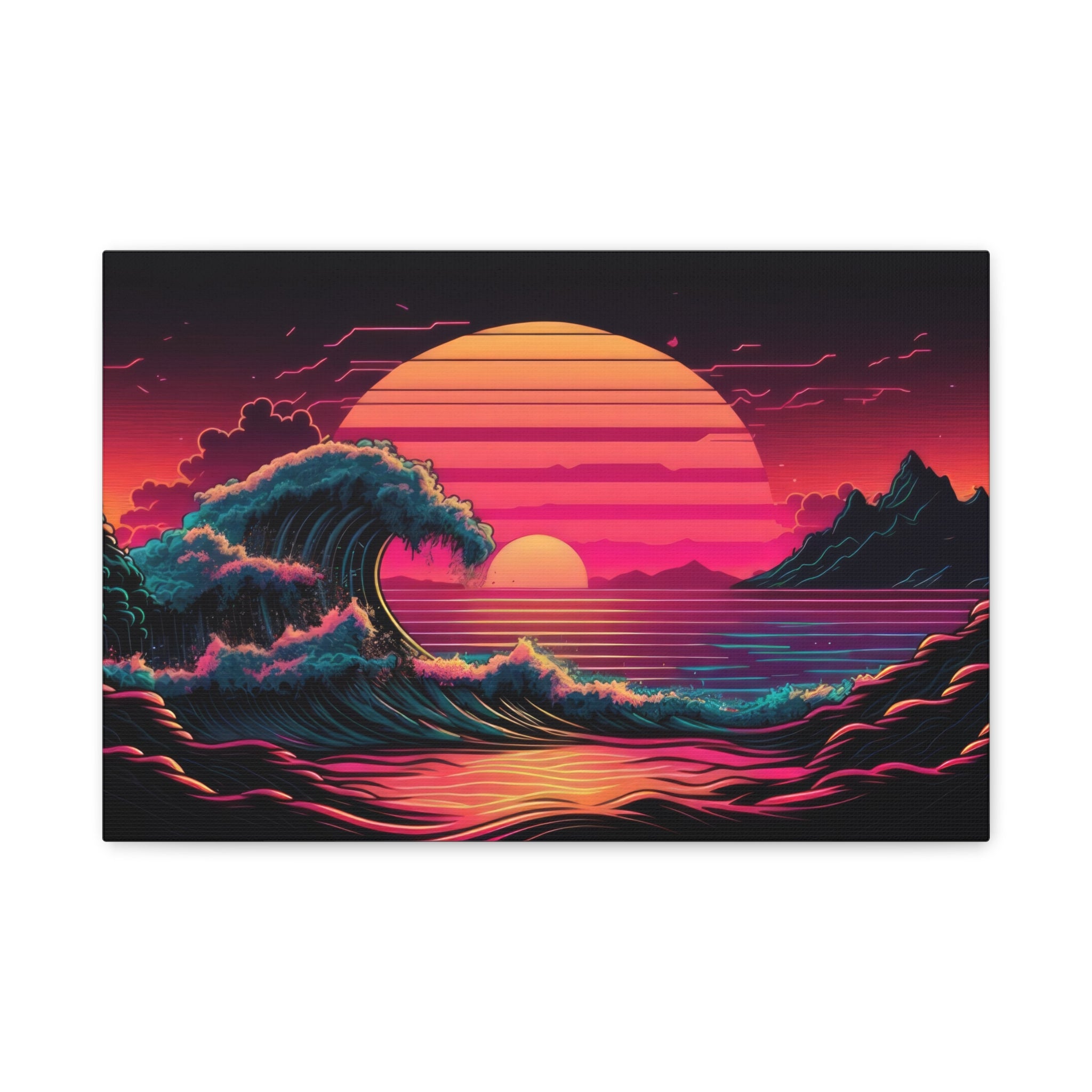 vaporwave-canvas-print-synthawave-canvas-wall-art-vaporwave-decor-retro-sunset-art-retrowave-wall-art-the-great-wave-home-art