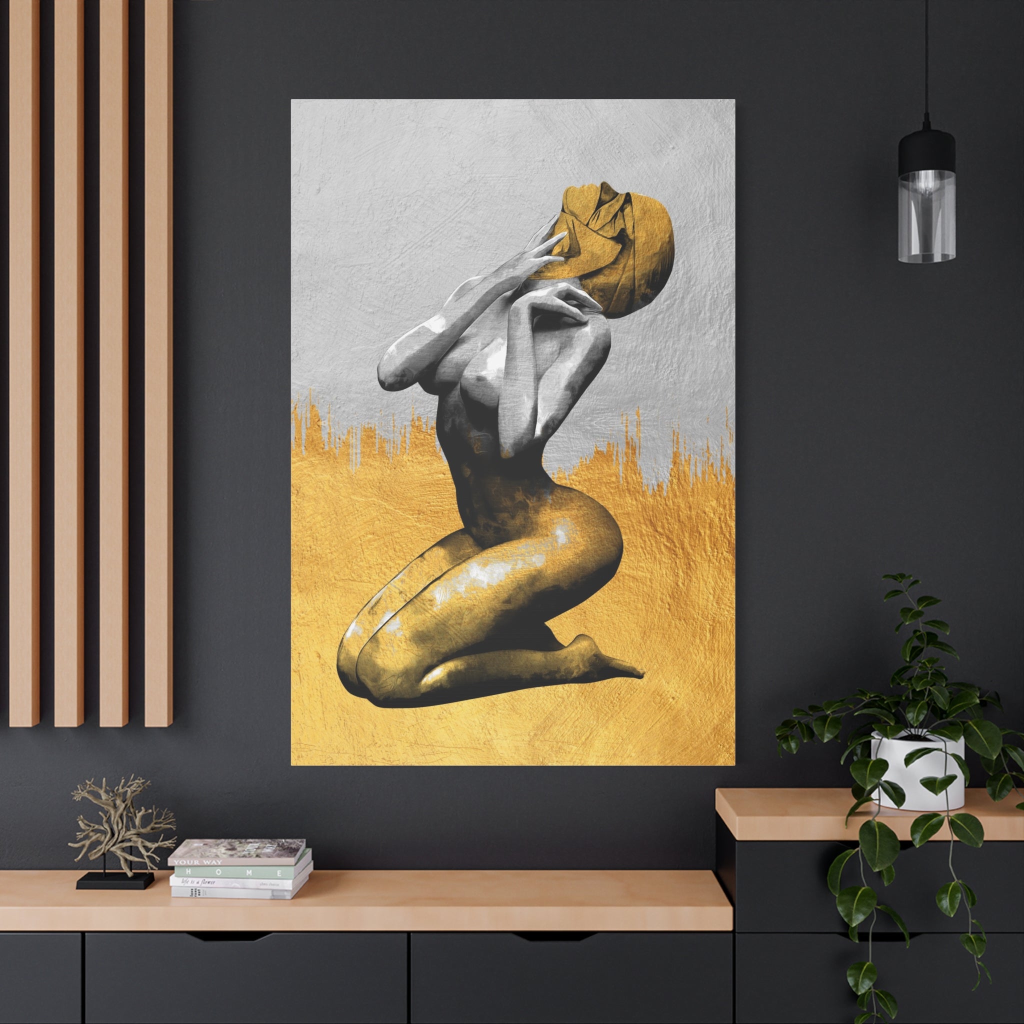 canvas-print-modern-art-nude-art-golden-decor-stretched-matte-canvas-wall-art-for-living-room-alternative-art-print-artwork