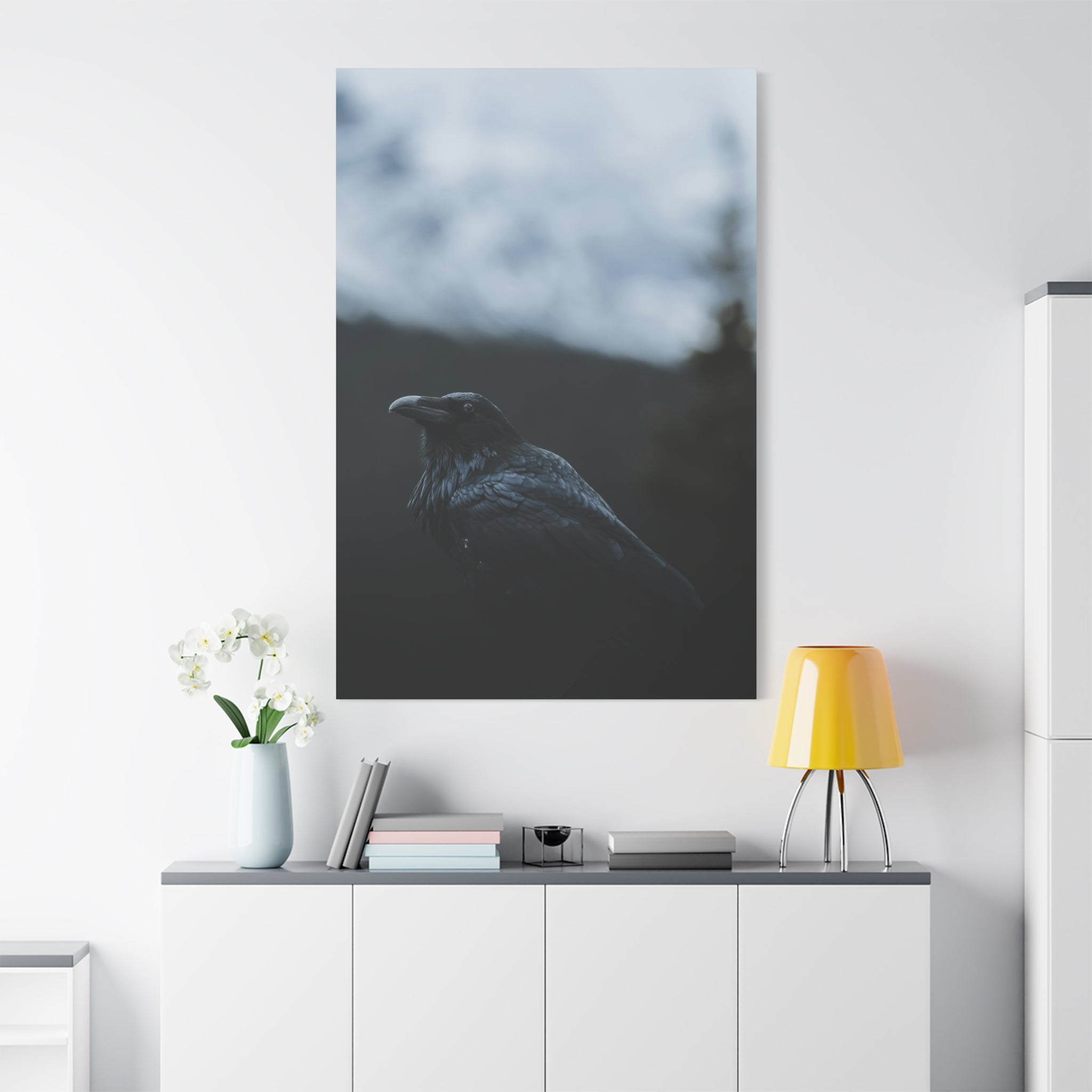 raven-canvas-print-raven-decor-matte-stretched-wall-art-bird-lover-gift-gothic-home-decor-halloween-picture-raven-art-print-1