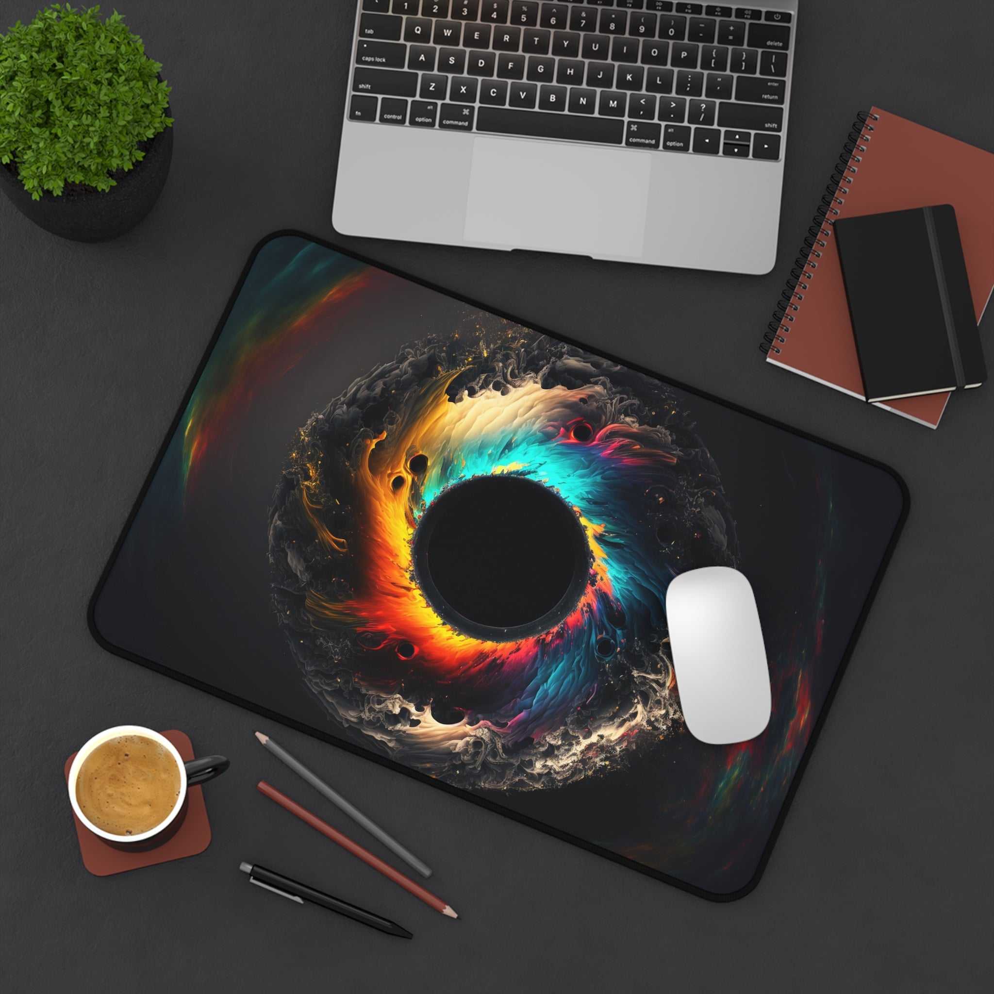 Colorful Abstract Eye Desk Pad, Galaxy Blackhole Mouse Pad, Office Desk Accessories, Unique Desk Mat