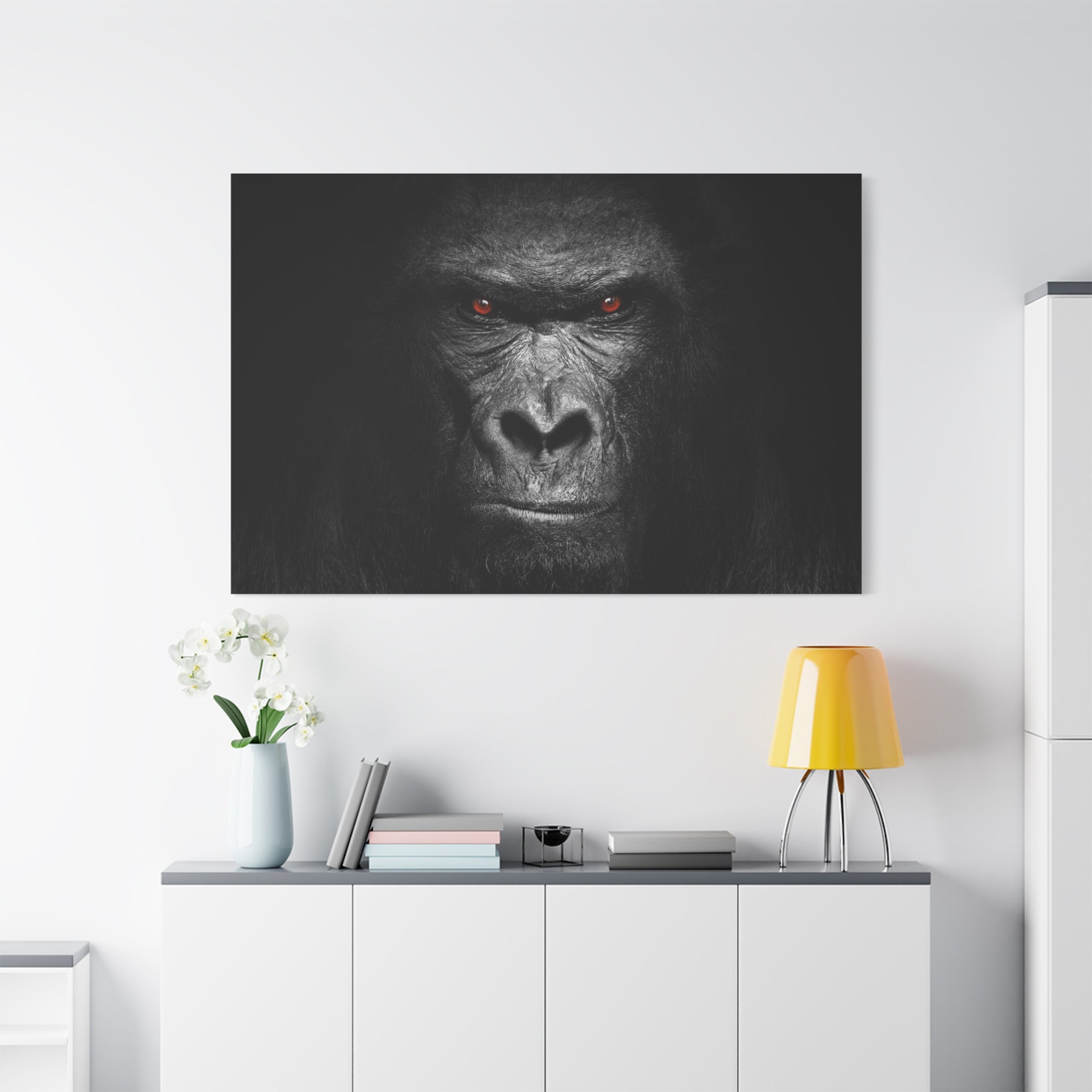 canvas-print-gorilla-face-wall-art-black-and-white-animal-decor-stretched-matte-canvas-wildlife-artwork-jungle-theme-room