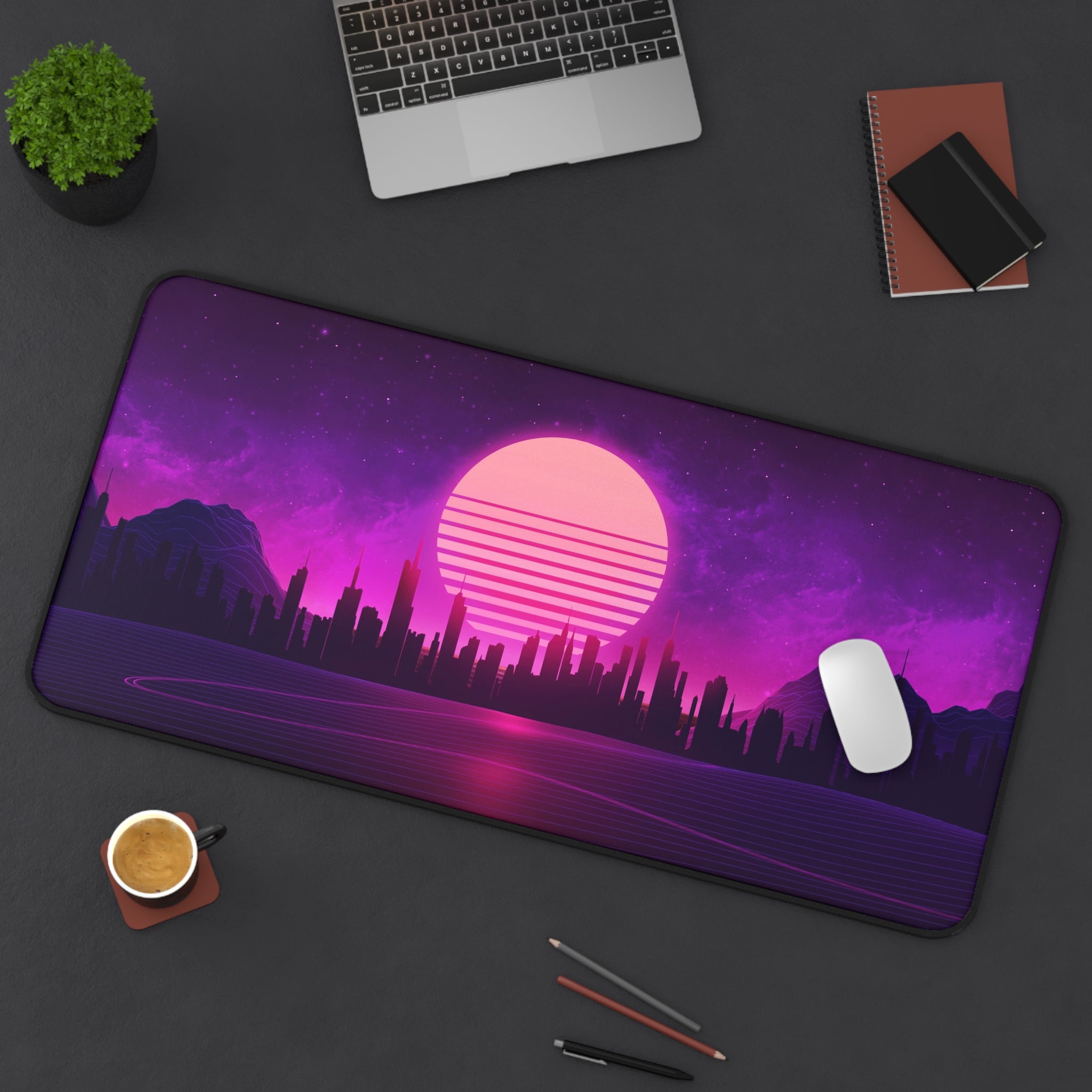 vibrant-vaporwave-mouse-pad-retrowave-desk-mat-neon-synthwave-desk-pad-vaporwave-sun-and-mountains-vaporwave-gift