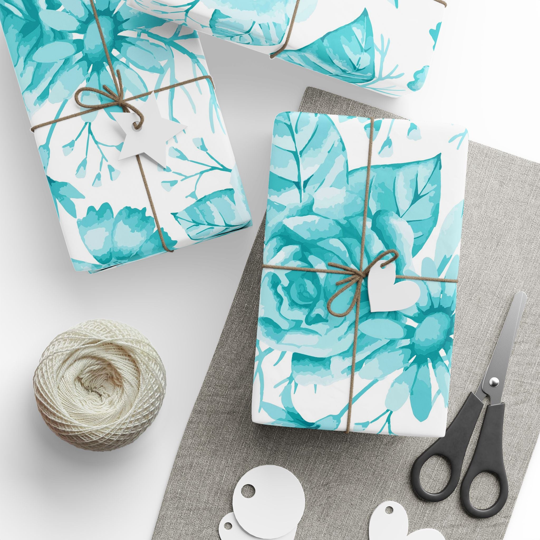 turquoise-floral-watercolor-pattern-gift-wrapping-30-72-wrapping-papers-art-craft-supplies-packaging-holiday-gift-wrap-decora