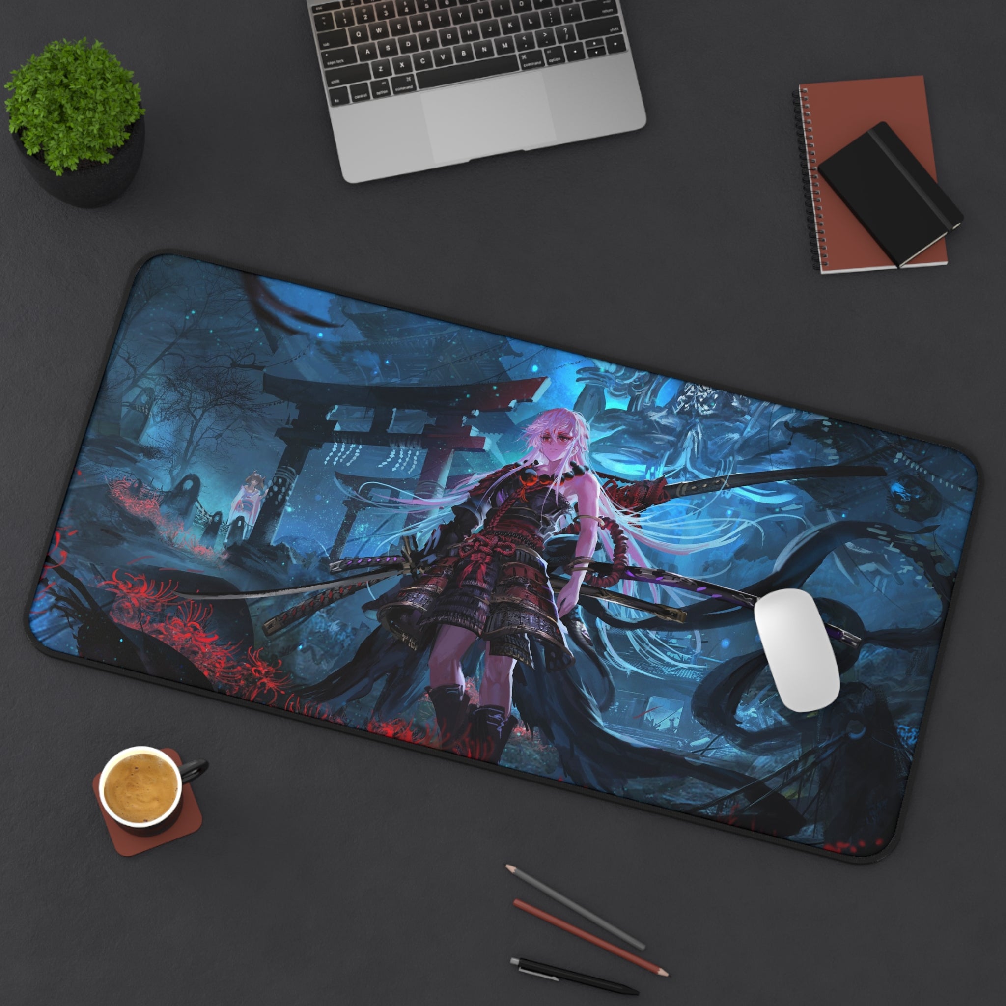 anime-samurai-girl-warrior-mouse-pad-japanese-katana-samurai-warrior-desk-mat-japanese-anime-girl-samurai-desk-pad-torii-gate