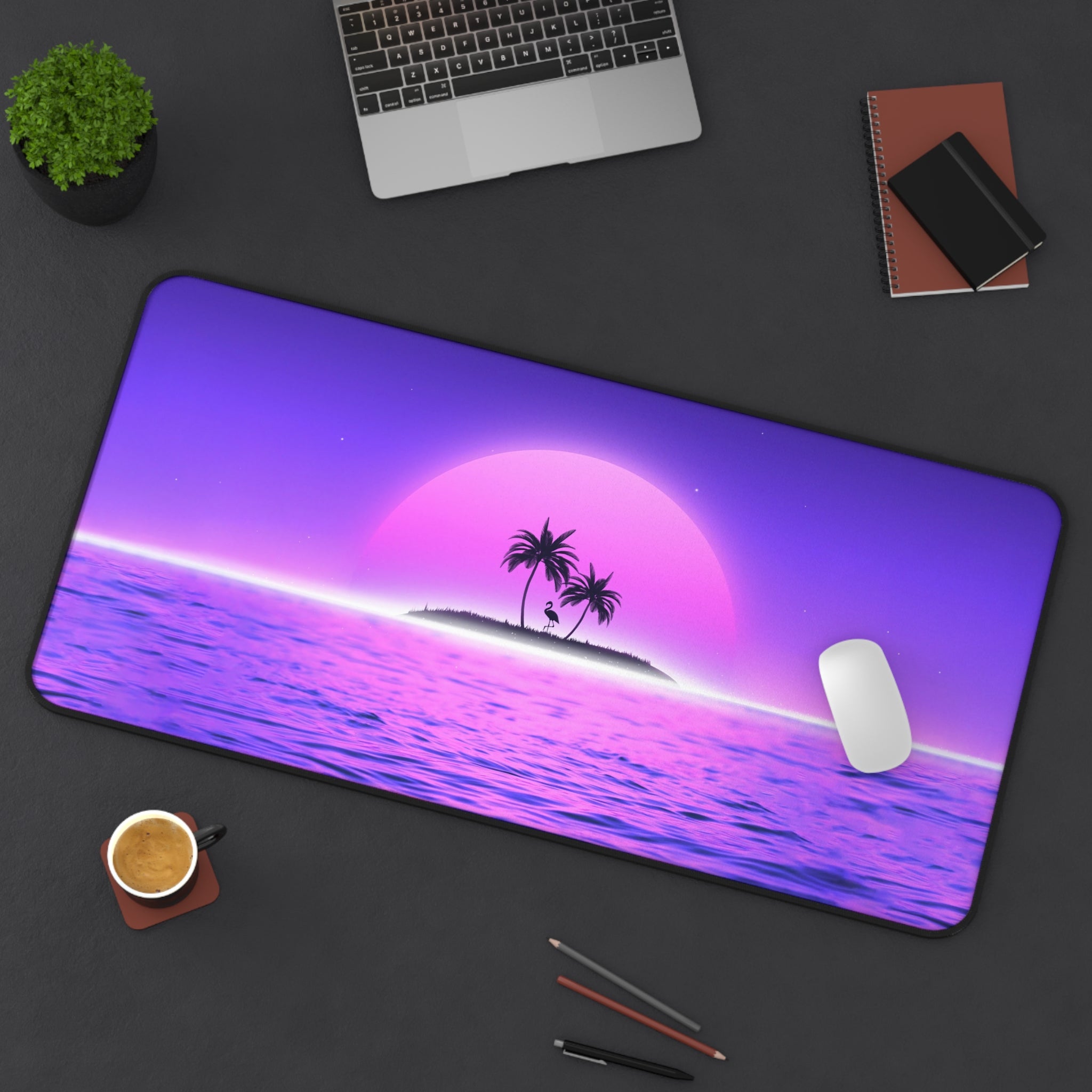 vibrant-vaporwave-mouse-pad-summer-palm-tree-retrowave-delorean-desk-mat-neon-synthwave-desk-pad-vaporwave-sun-and-mountains-