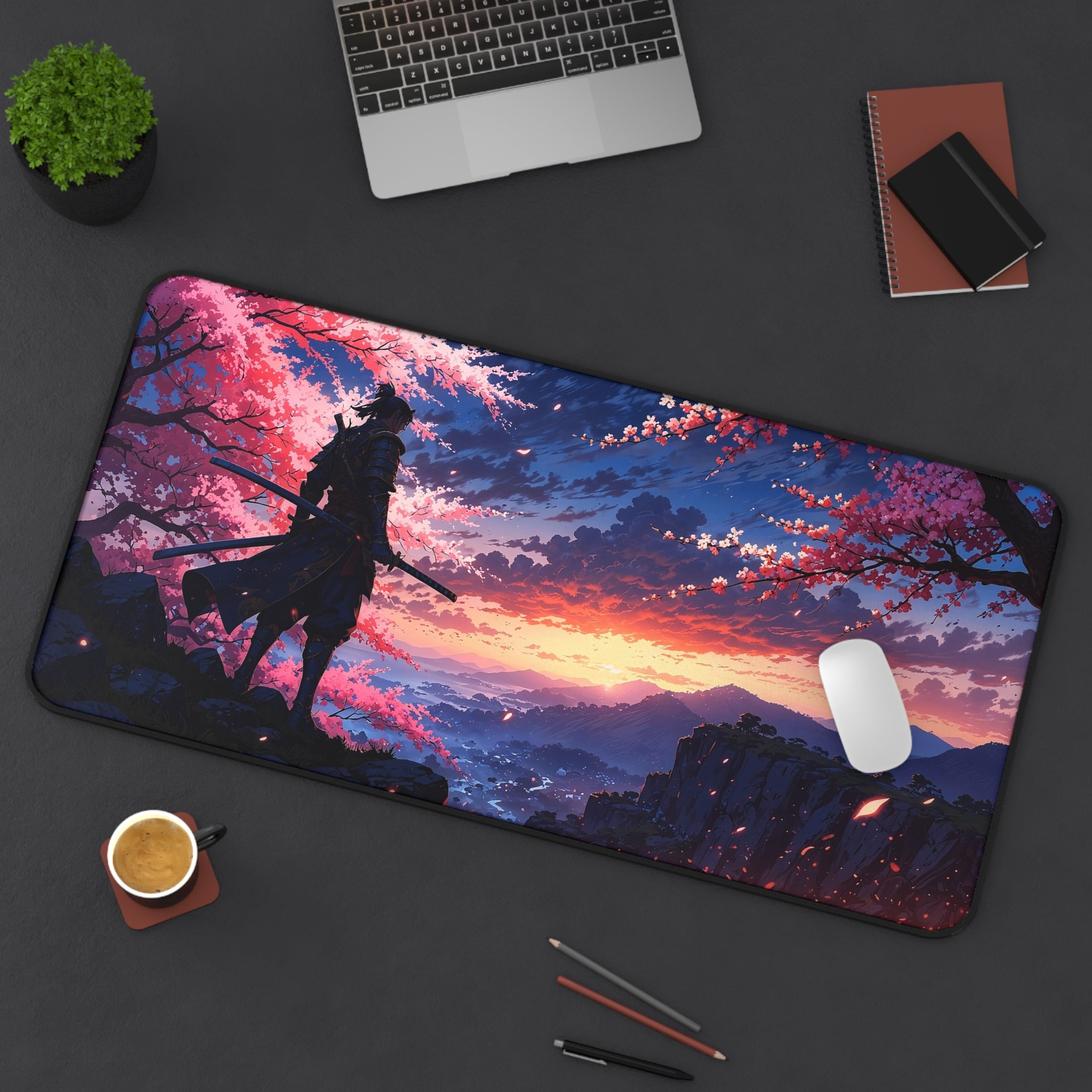fantasy-samurai-warrior-mouse-pad-japanese-katana-samurai-warrior-desk-mat-japanese-anime-samurai-desk-pad-cherry-blossom