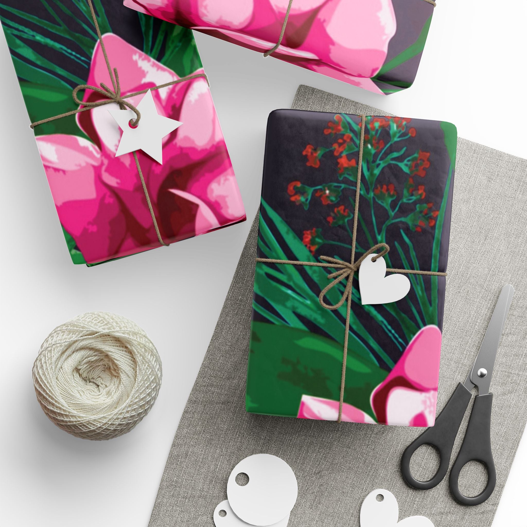 vintage-retro-pink-rose-gift-wrap-30x72-floral-design-birthday-wrapping-decorative-craft-paper-holiday-gift-wrap