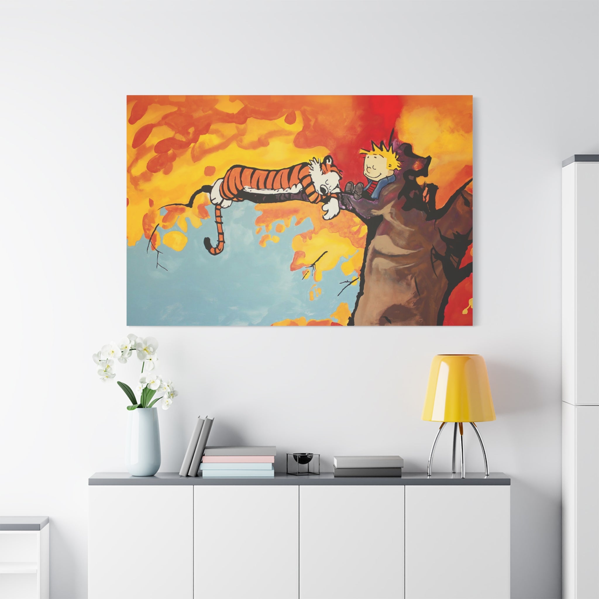 Calvin and Hobbes Canvas Wall Art - Nostalgic Comic Strip Poster for Nursery & Kids Room Decor - Friendship Theme Gift Idea