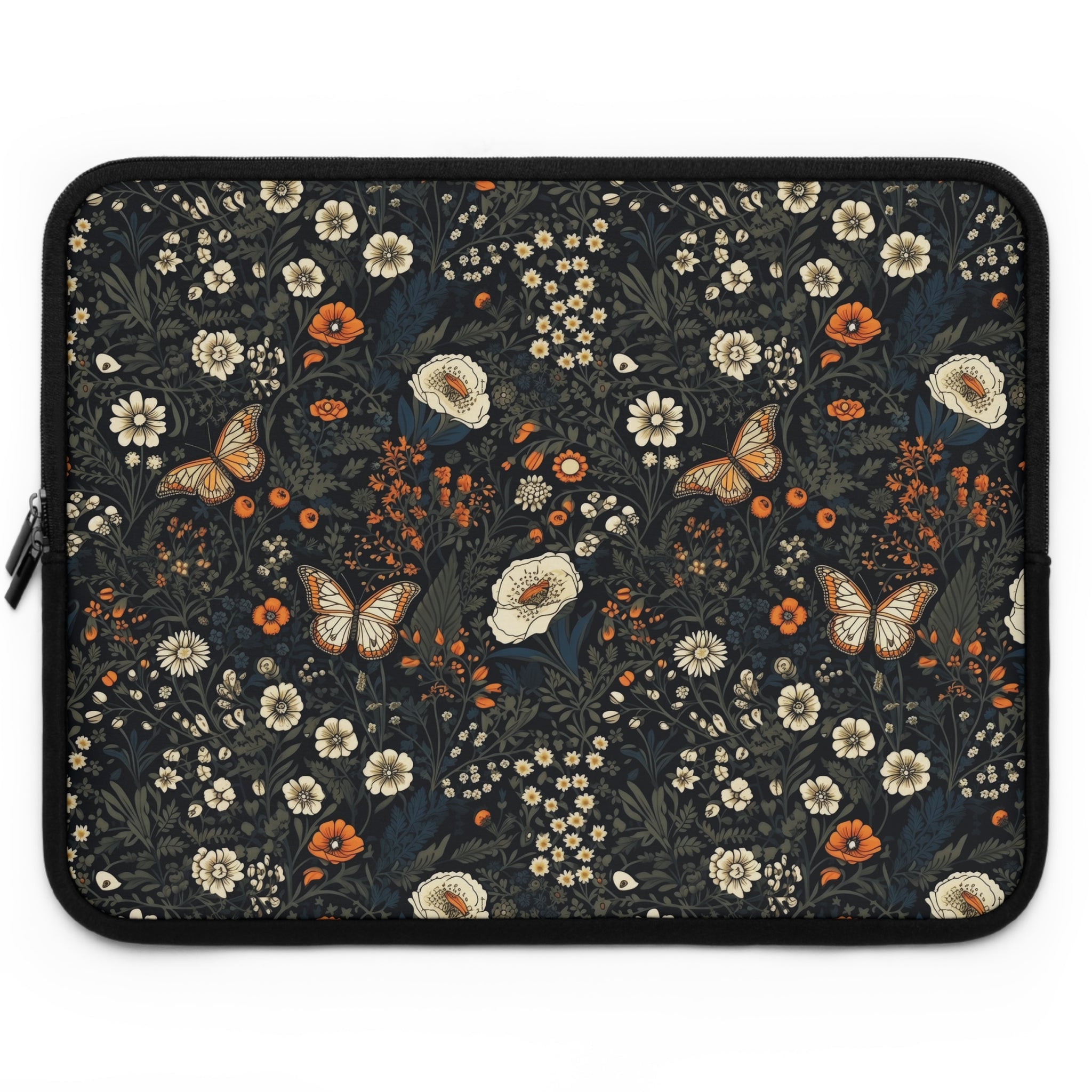 laptop-sleeve-cottagecore-dark-wild-daisy-flowers-butterfly-macbook-air-sleeve-floral-computer-bag-tech-case-tablet-cover-lap