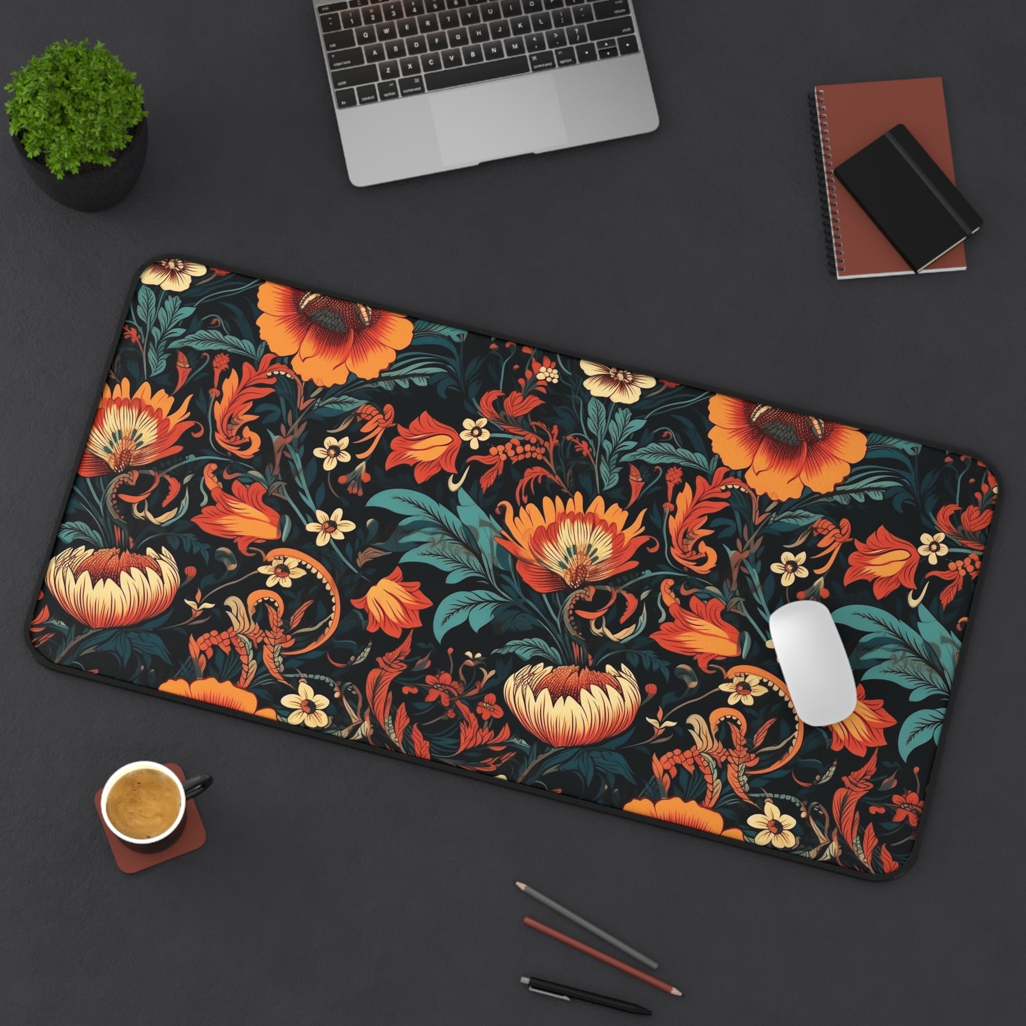 retro-orange-flowers-cottagecore-desk-mat-floral-mouse-pad-farmhouse-style-office-decor-shabby-chic-workspace-decor-large-gam