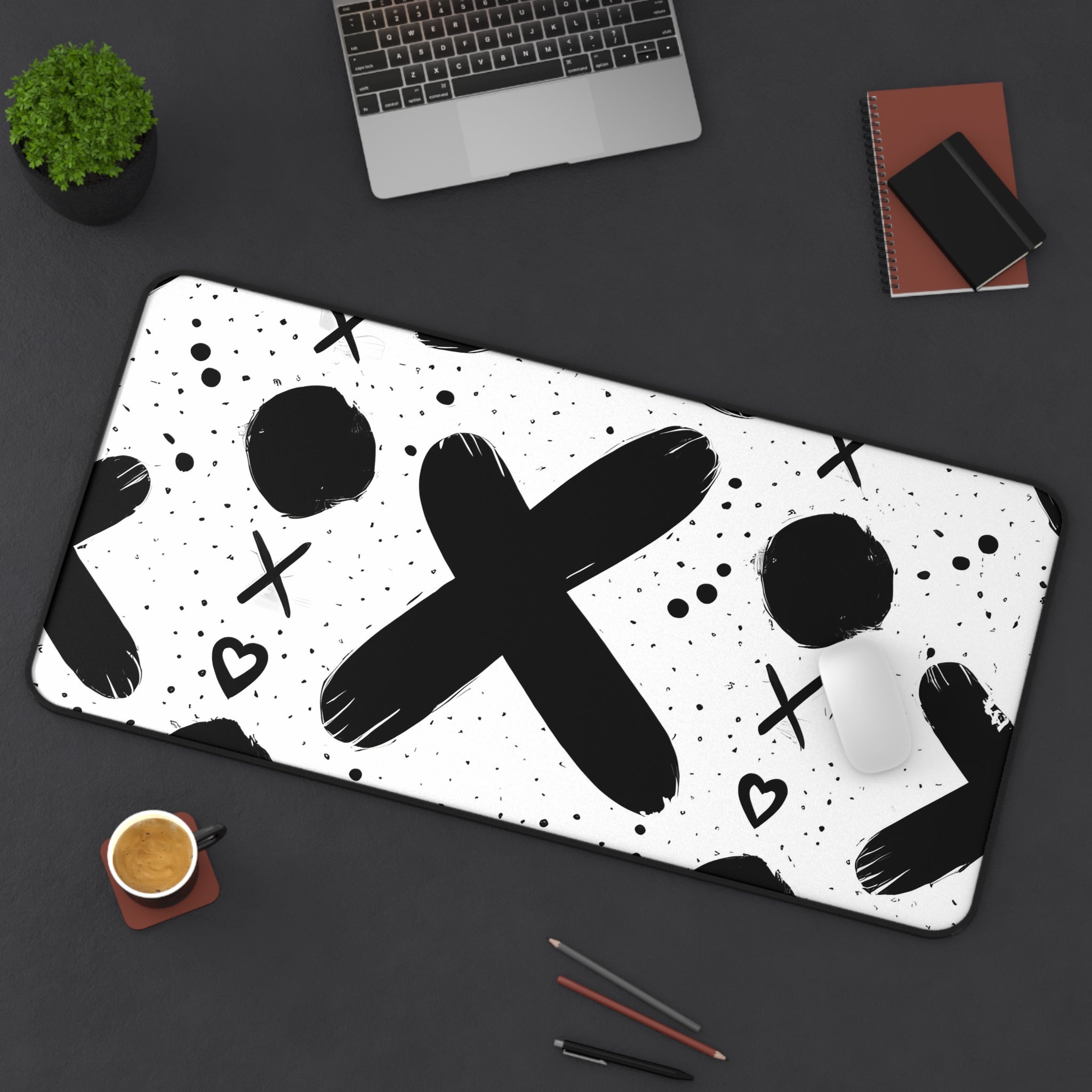 xo-monochrome-mouse-pad-black-and-white-face-desk-mat-sleek-black-and-white-desk-pad-modern-minimalist-mouse-pad