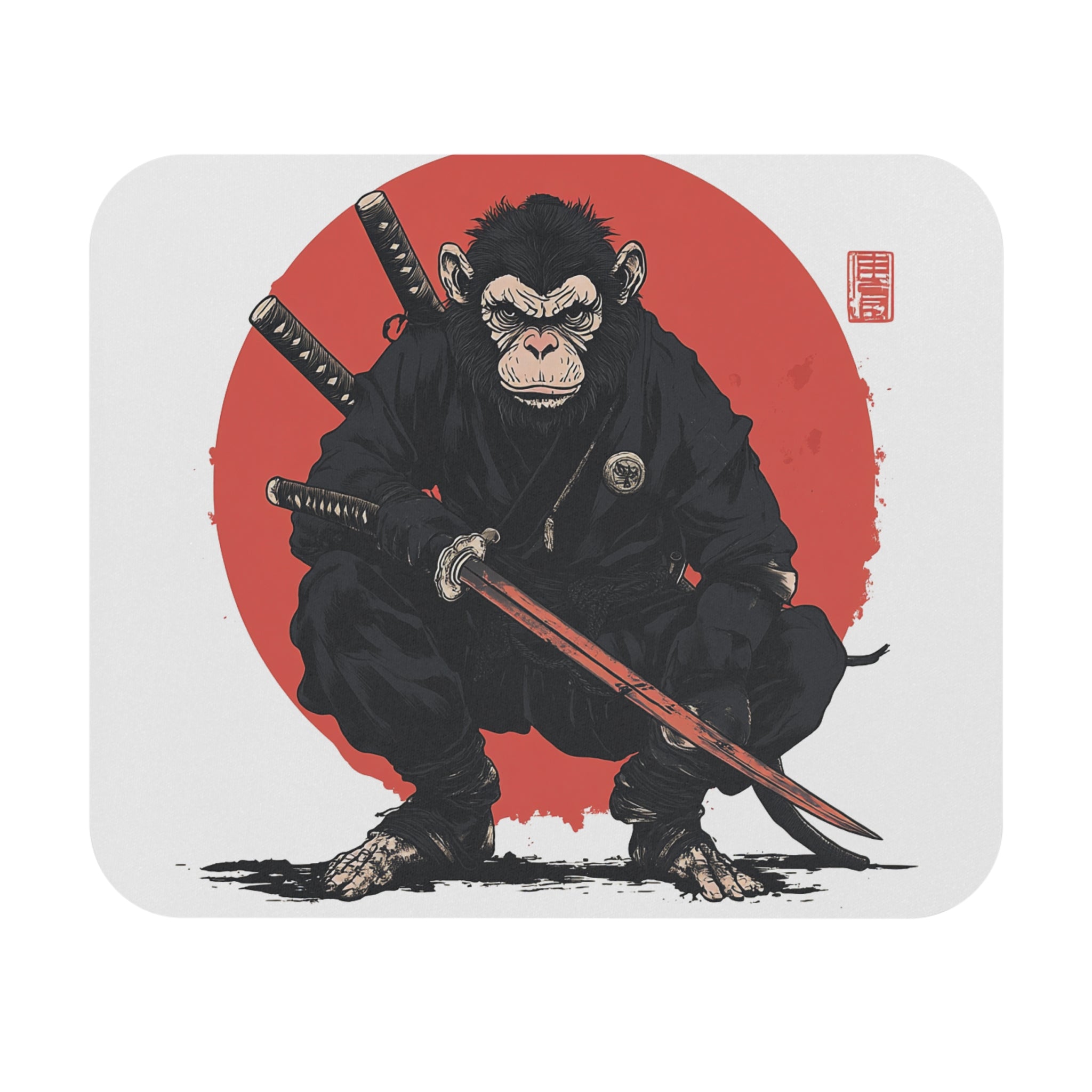 ninja-monkey-mouse-pad-japanese-samurai-katana-design-ninja-warrior-small-mouse-pad