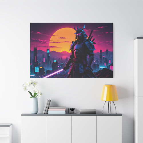 canvas-print-samurai-retrowave-synthawave-wall-art-poster-gift-for-anime-fans-home-decor-japanese-art-retro-aesthetic-dorm-ro