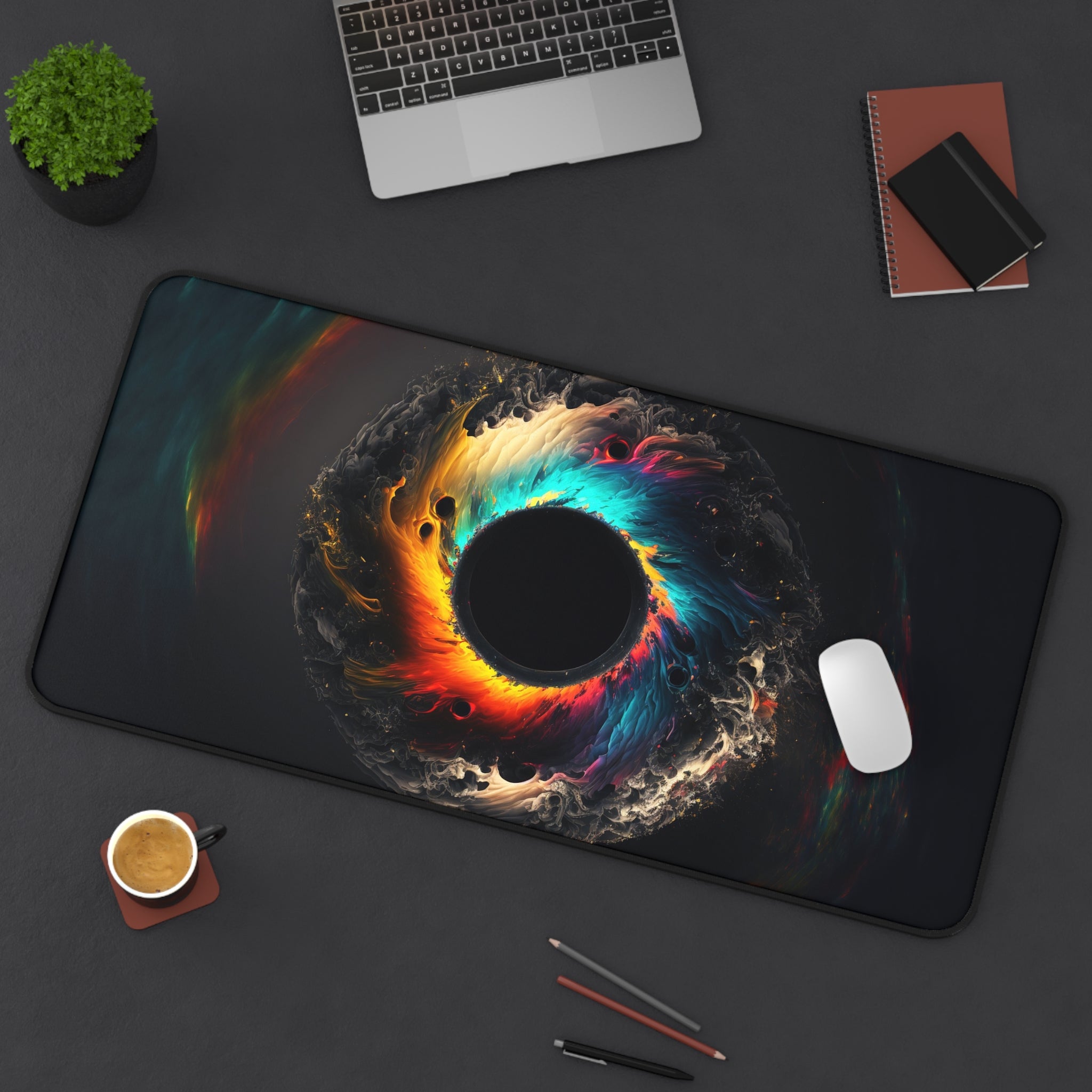 Colorful Abstract Eye Desk Pad, Galaxy Blackhole Mouse Pad, Office Desk Accessories, Unique Desk Mat