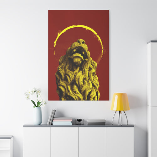 canvas-print-golden-lion-art-red-sun-aesthetic-minimalist-wall-decor-home-art-animal-artwork-boho-decor-modern-art-print