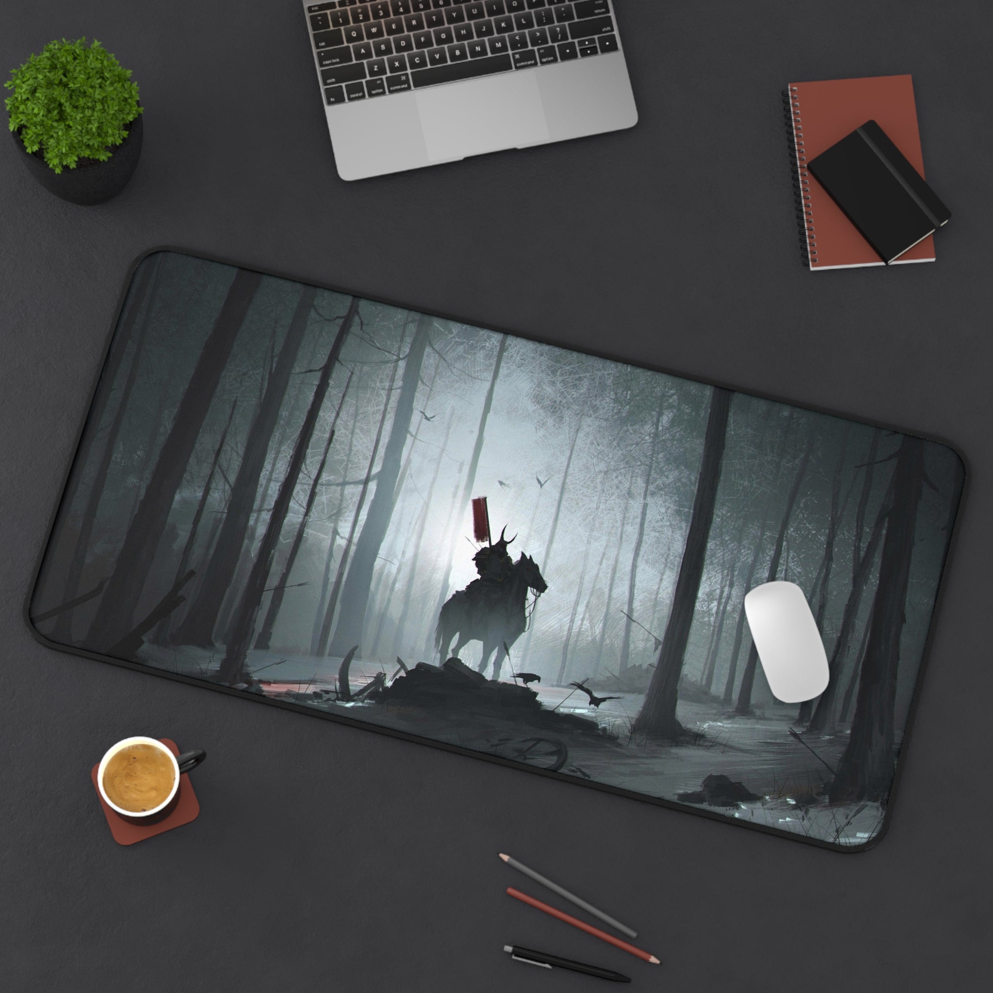 fantasy-samurai-warrior-mouse-pad-japanese-katana-samurai-warrior-in-grey-forest-desk-mat-japanese-anime-samurai-desk-pad