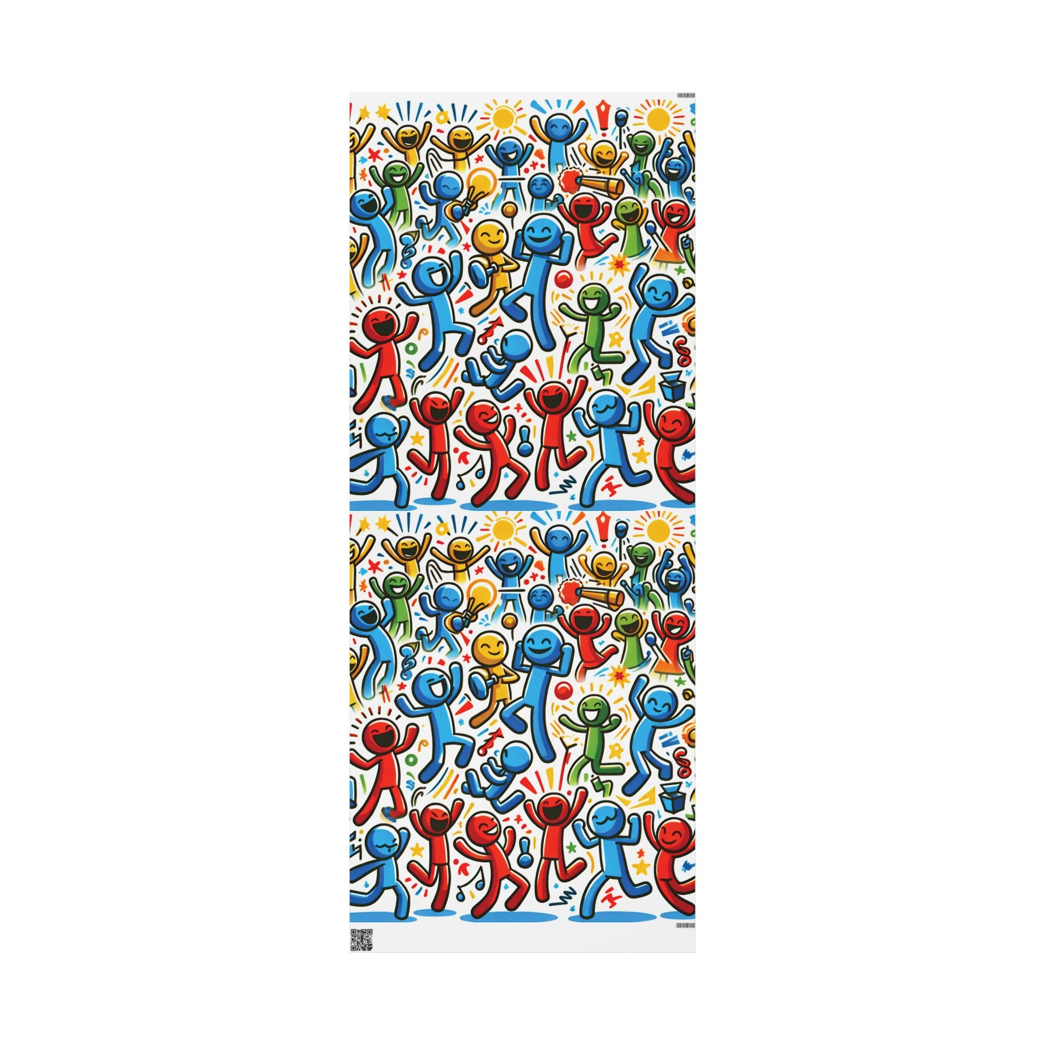 party-stick-figures-gift-wrap-celebration-wrapping-paper-roll-for-birthdays-32x72-holidays-presents-fun-party-decor-colorful