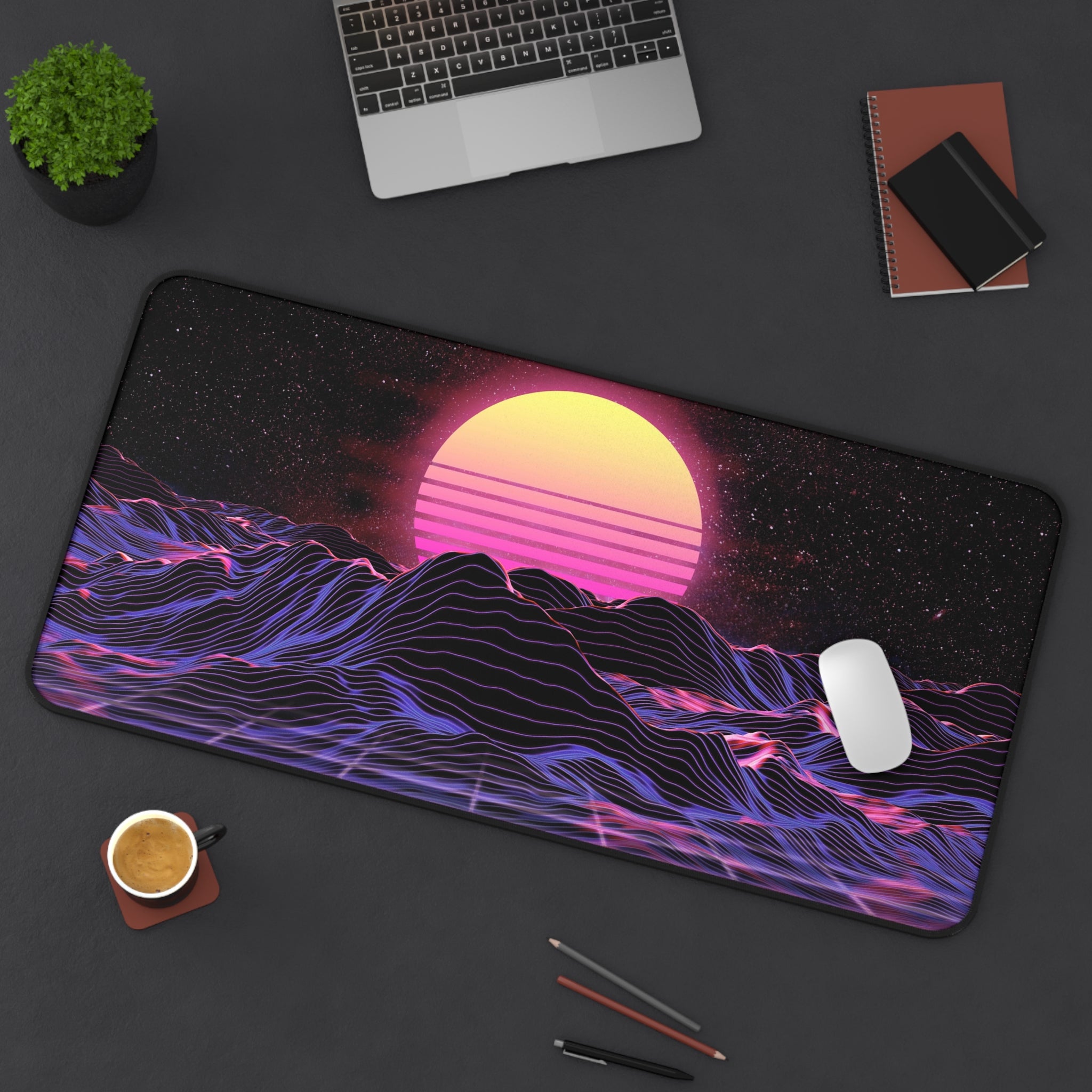 colorful-vibrant-vaporwave-mouse-pad-retro-retrowave-desk-mat-neon-synthwave-desk-pad-vaporwave-sun-and-mountains