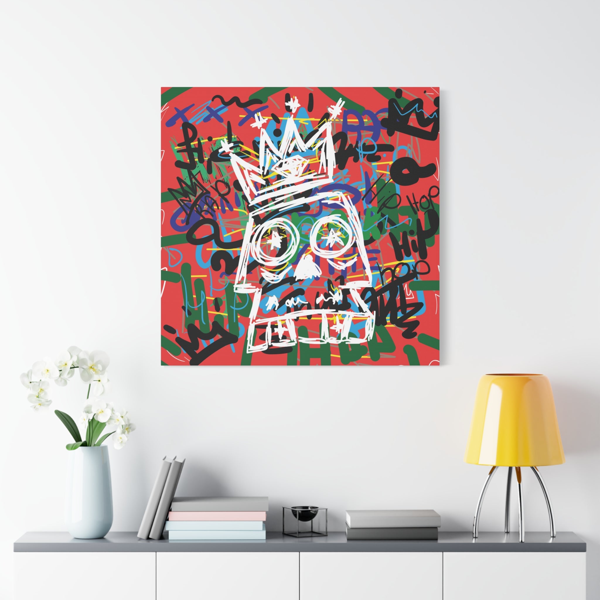 canvas-print-skull-with-crown-hip-hop-doodle-living-room-decor-graffiti-art-wall-art-poster-home-decoration-unique-gift