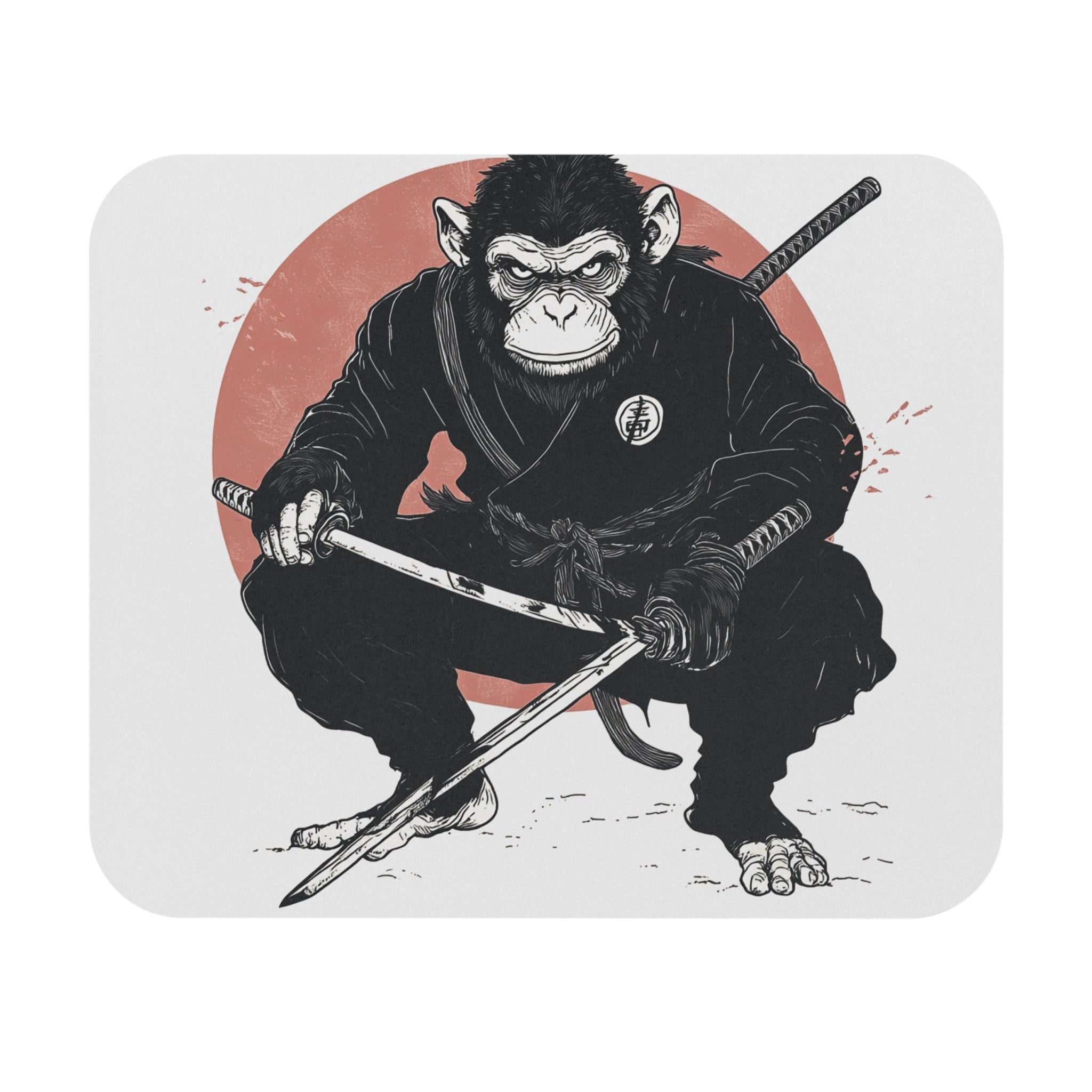 ninja-monkey-mouse-pad-red-sun-japanese-samurai-design-ninja-warrior-small-mouse-pad