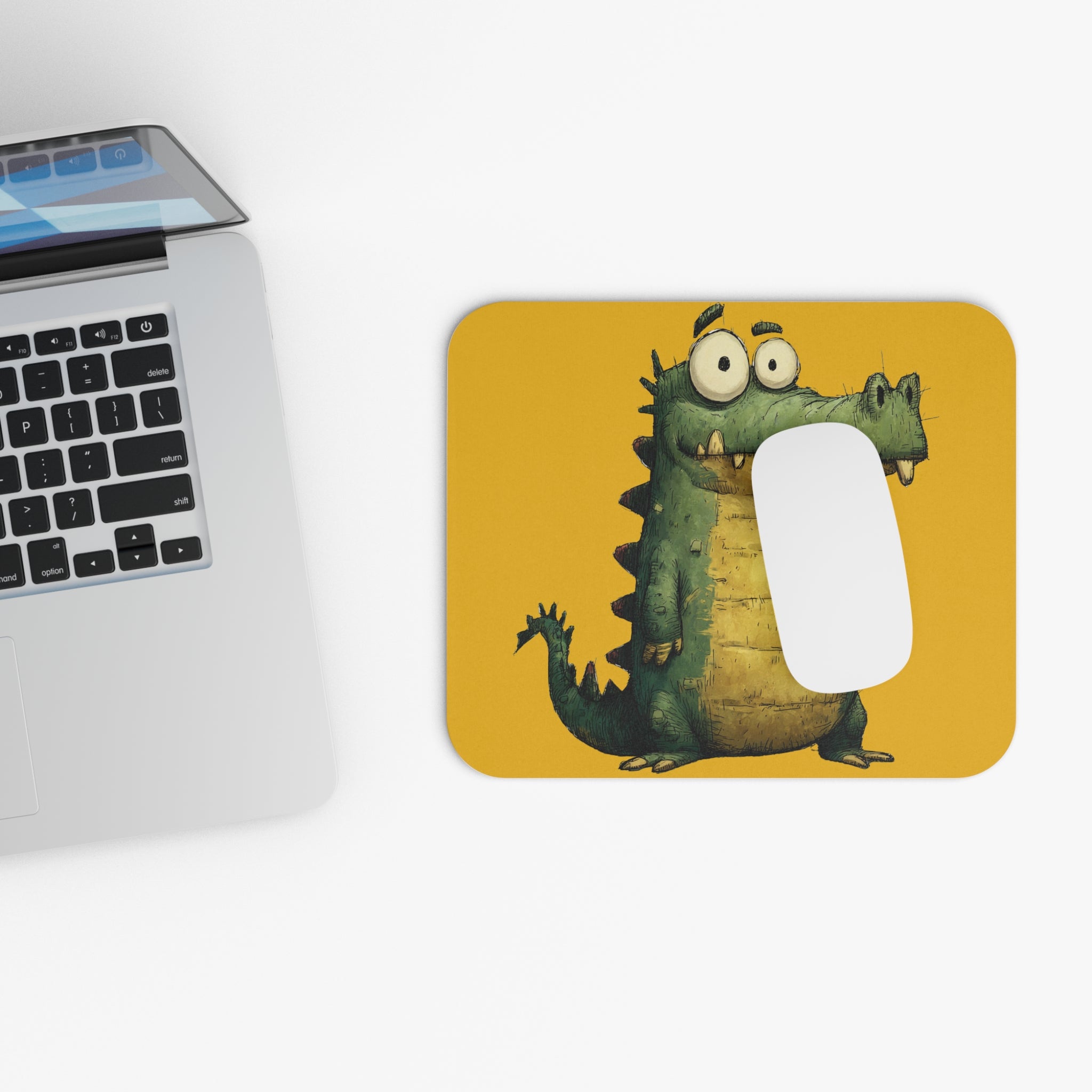 Adorable Quirky Alligator Mouse Pad for Kawaii Workspace Decor - Funny Crocodile Theme Mouse Pad