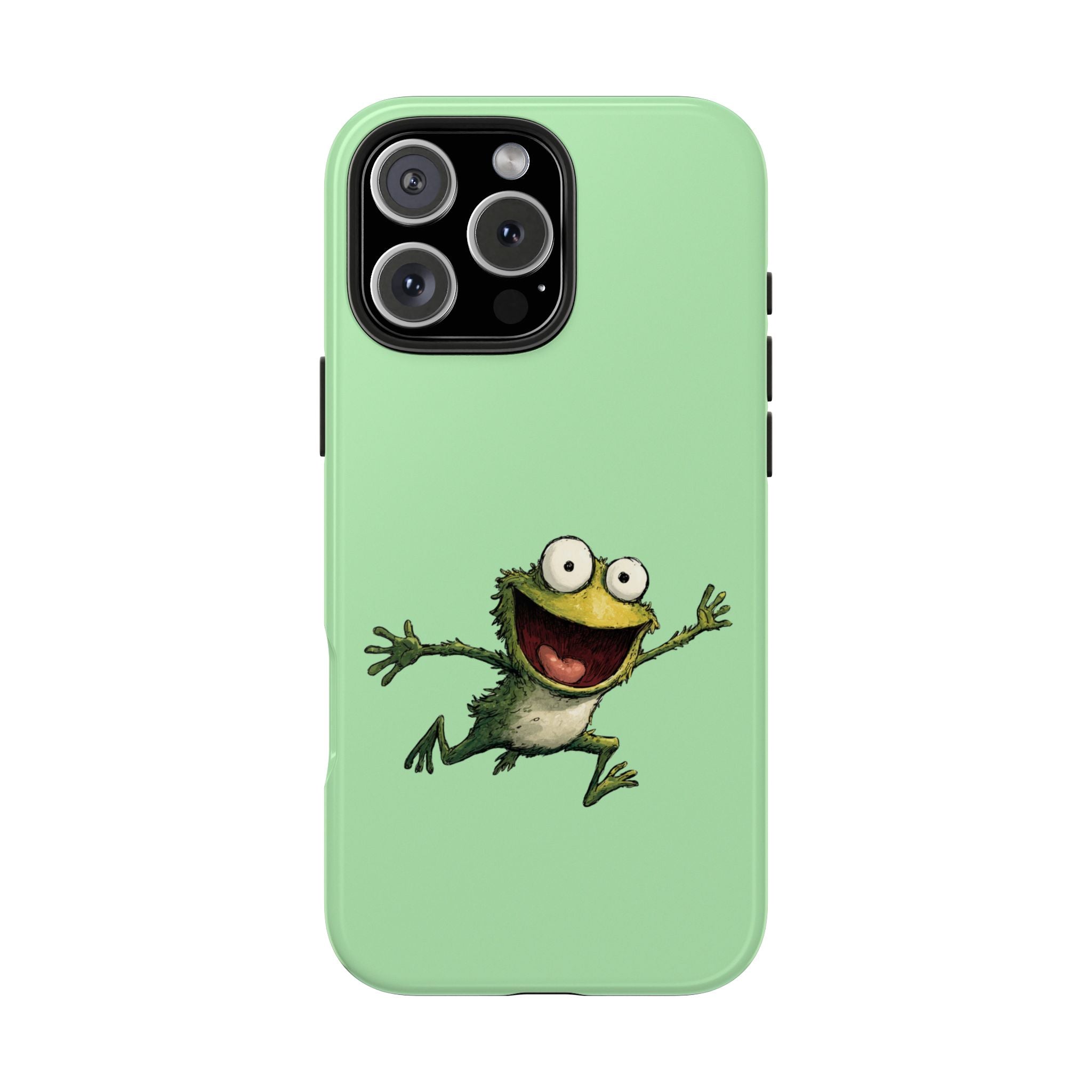 Quirky Funny Frog iPhone Tough Case - Kawaii Animal Phone Cover - Frog Protective Phone Cover - Green iPhone Case