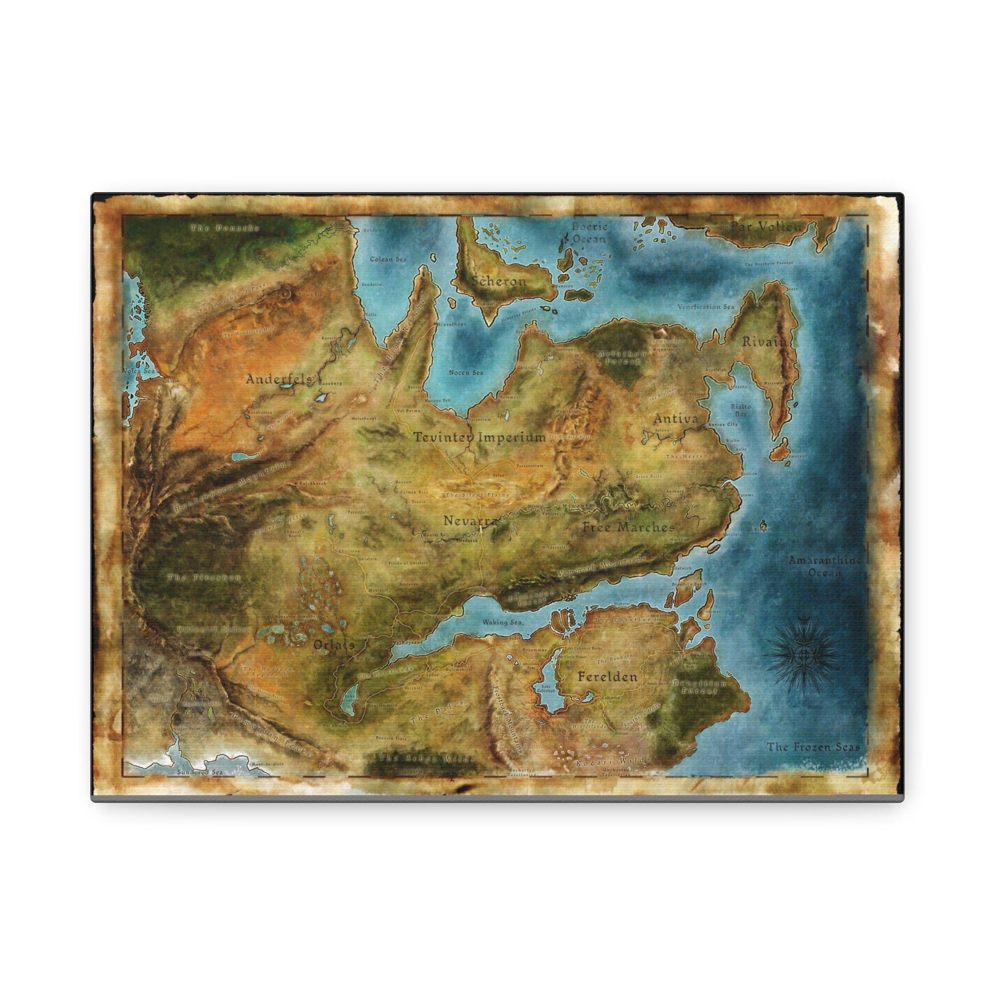 Dragon Age World Map Canvas Art - Fantasy Decor for Gamers, Gaming Wall Decor, Dragon Age Canvas Print