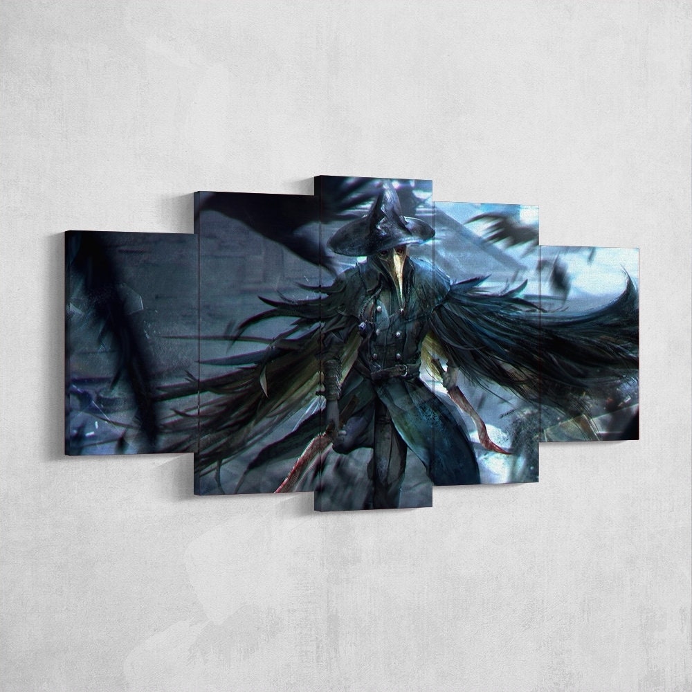 bloodborne-hunter-5-piece-canvas-wall-art-bloodborne-wall-art-bloodborne-hunter-poster-bloodborne-canvas-bloodborne-5-panel-g