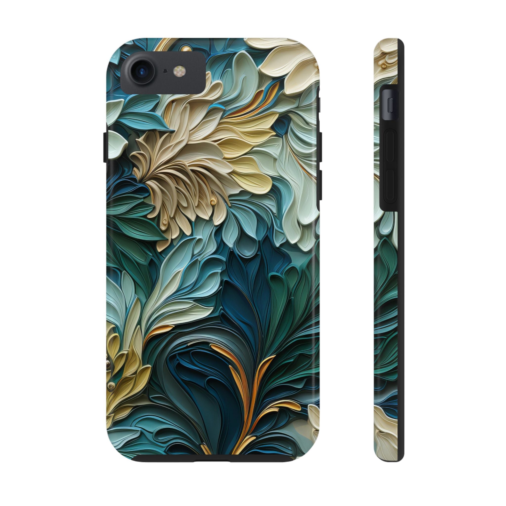 textured-art-nouveau-floral-tough-phone-case-cottagecore-iphone-case-unique-floral-phone-cover-vintage-style-iphone-case-prot