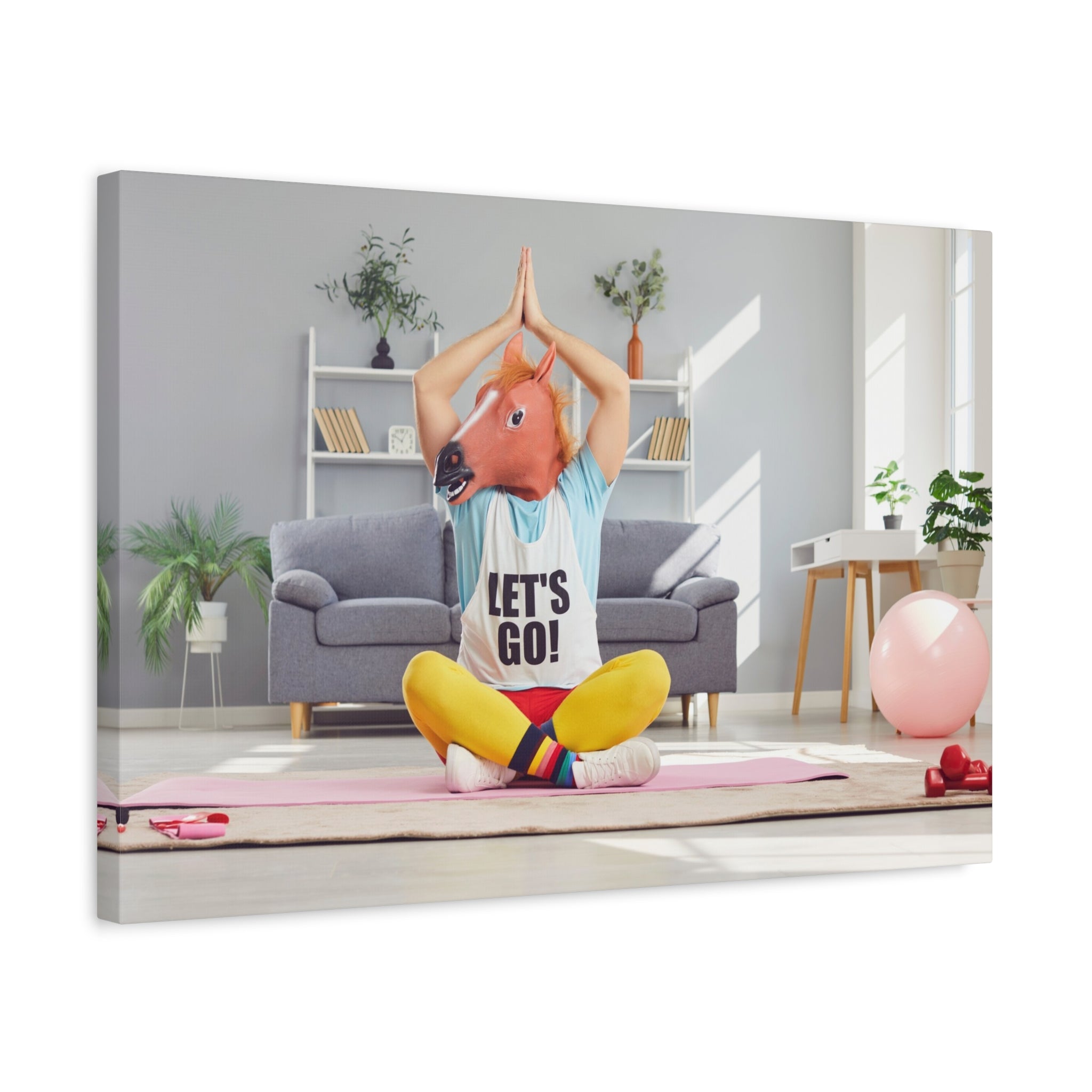 yoga-canvas-funny-horse-mask-matte-wall-art-stretched-decoration-home-decor-gift-poster-print-artwork