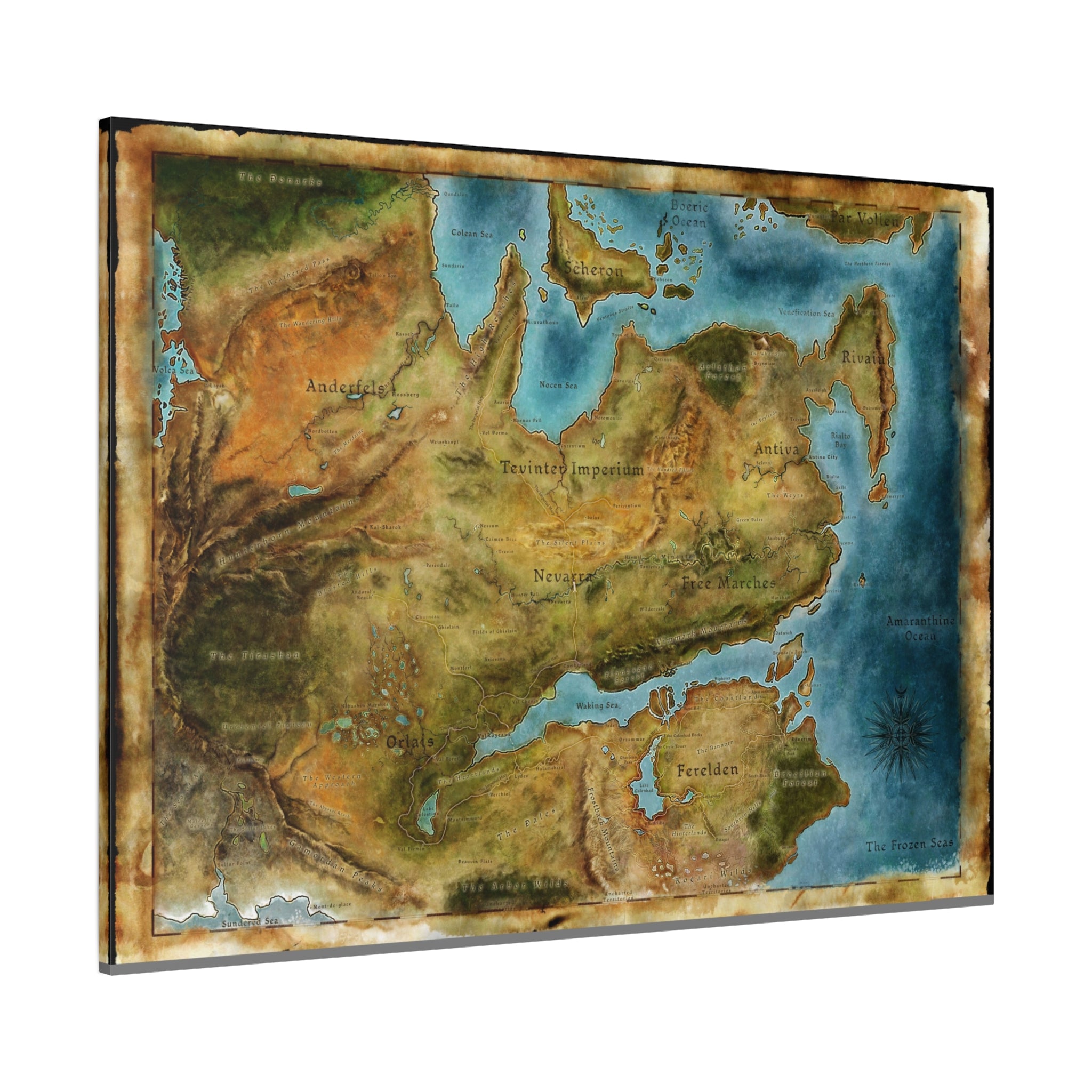 Dragon Age World Map Canvas Art - Fantasy Decor for Gamers, Gaming Wall Decor, Dragon Age Canvas Print